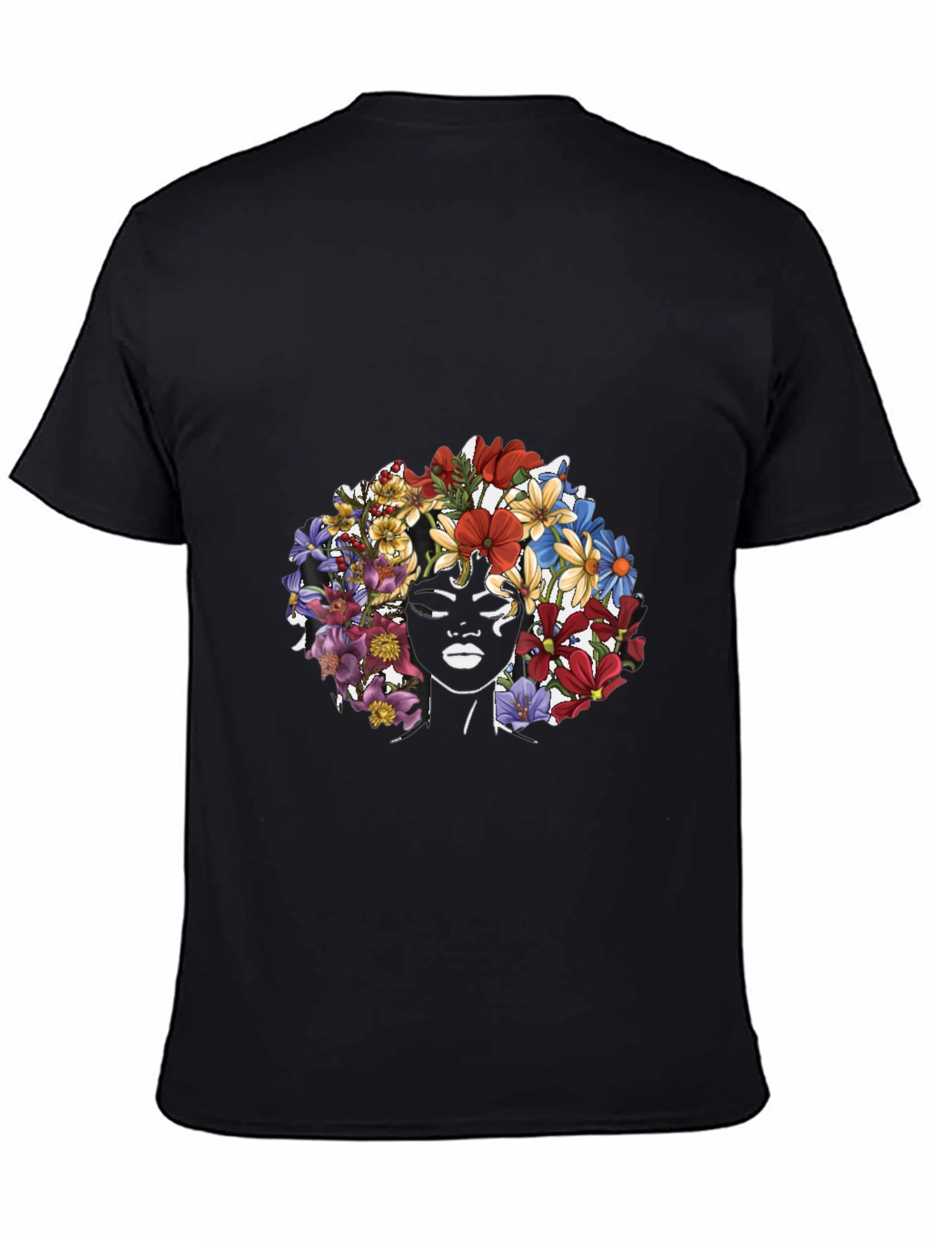 Floral Crown Woman Graphic Tee - Black T-Shirt