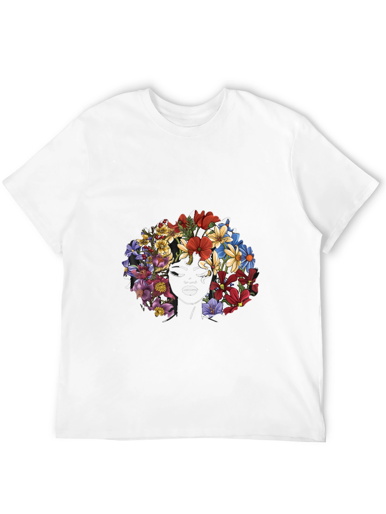 Floral Crown Woman Graphic Tee - Black T-Shirt