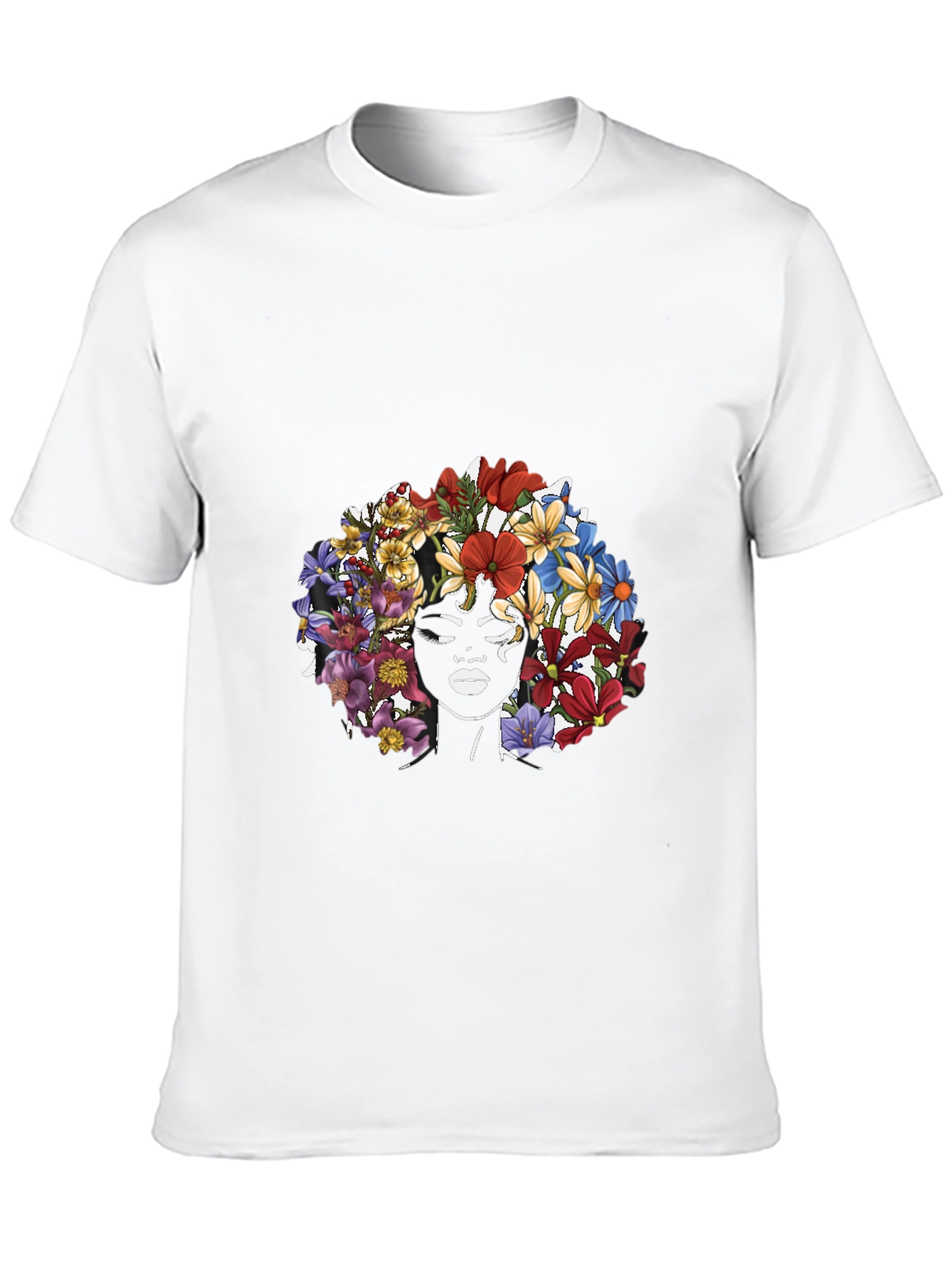 Floral Crown Woman Graphic Tee - Black T-Shirt
