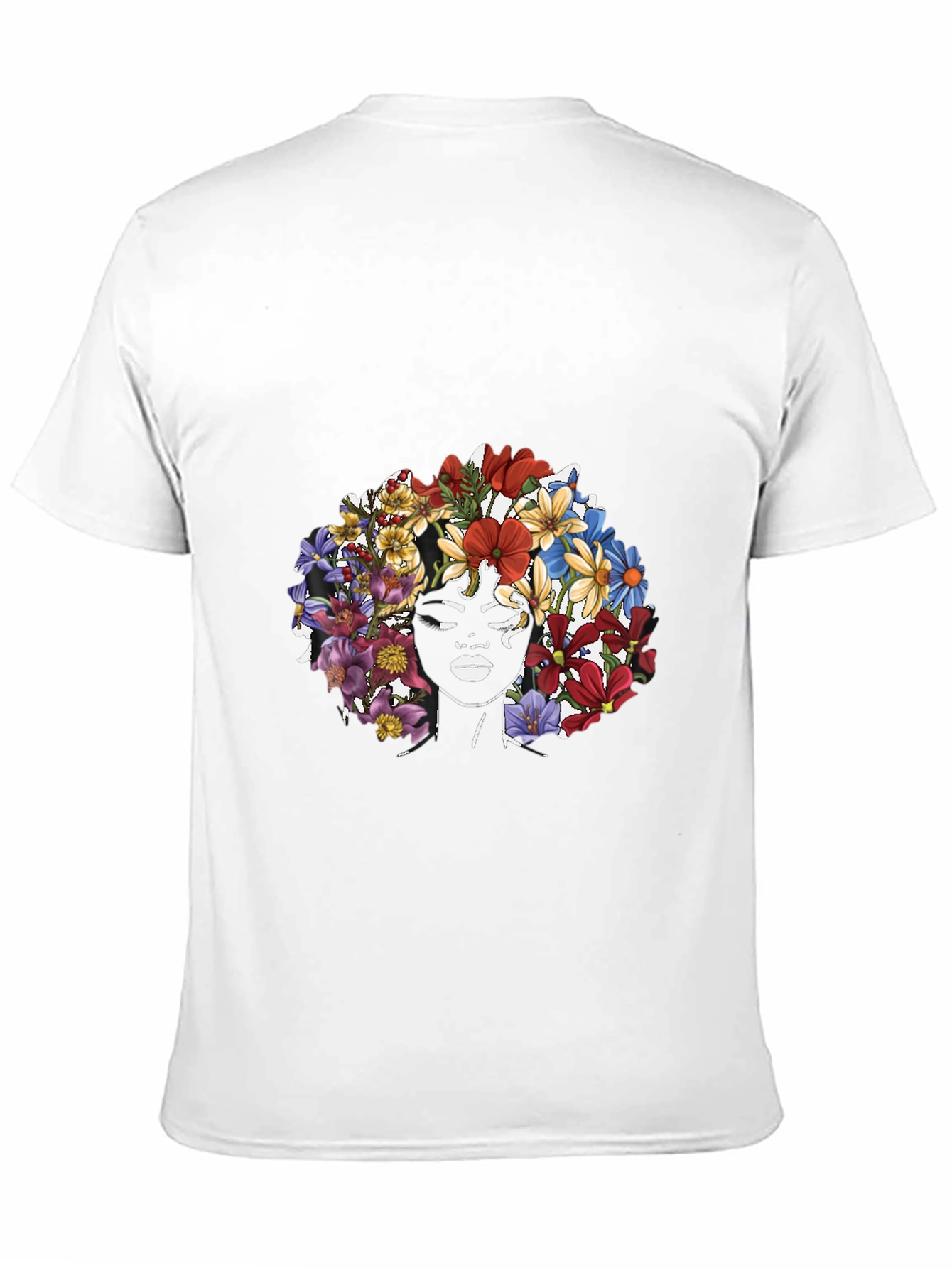 Floral Crown Woman Graphic Tee - Black T-Shirt