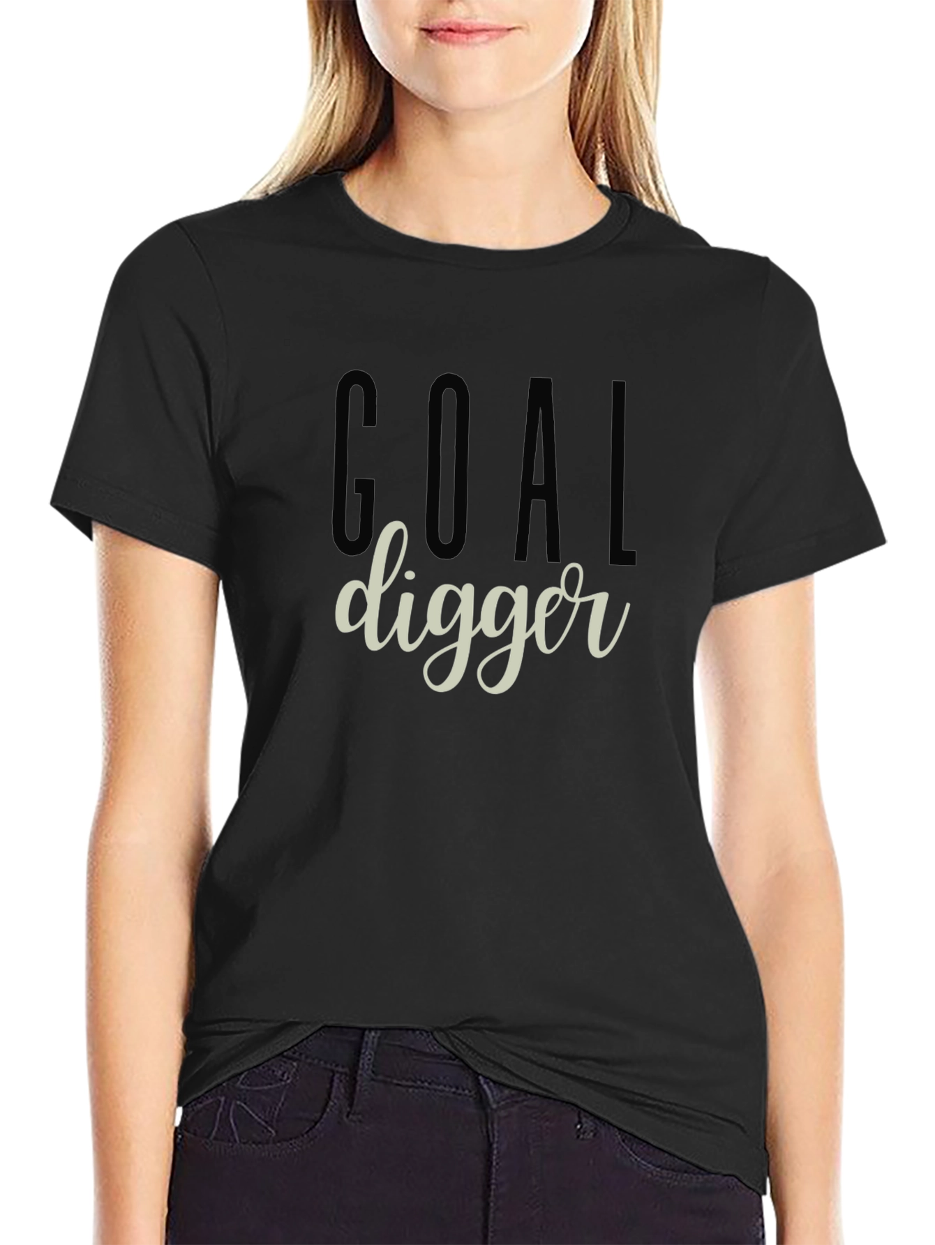 Goal Digger Graphic Tee - Black Cotton T-Shirt