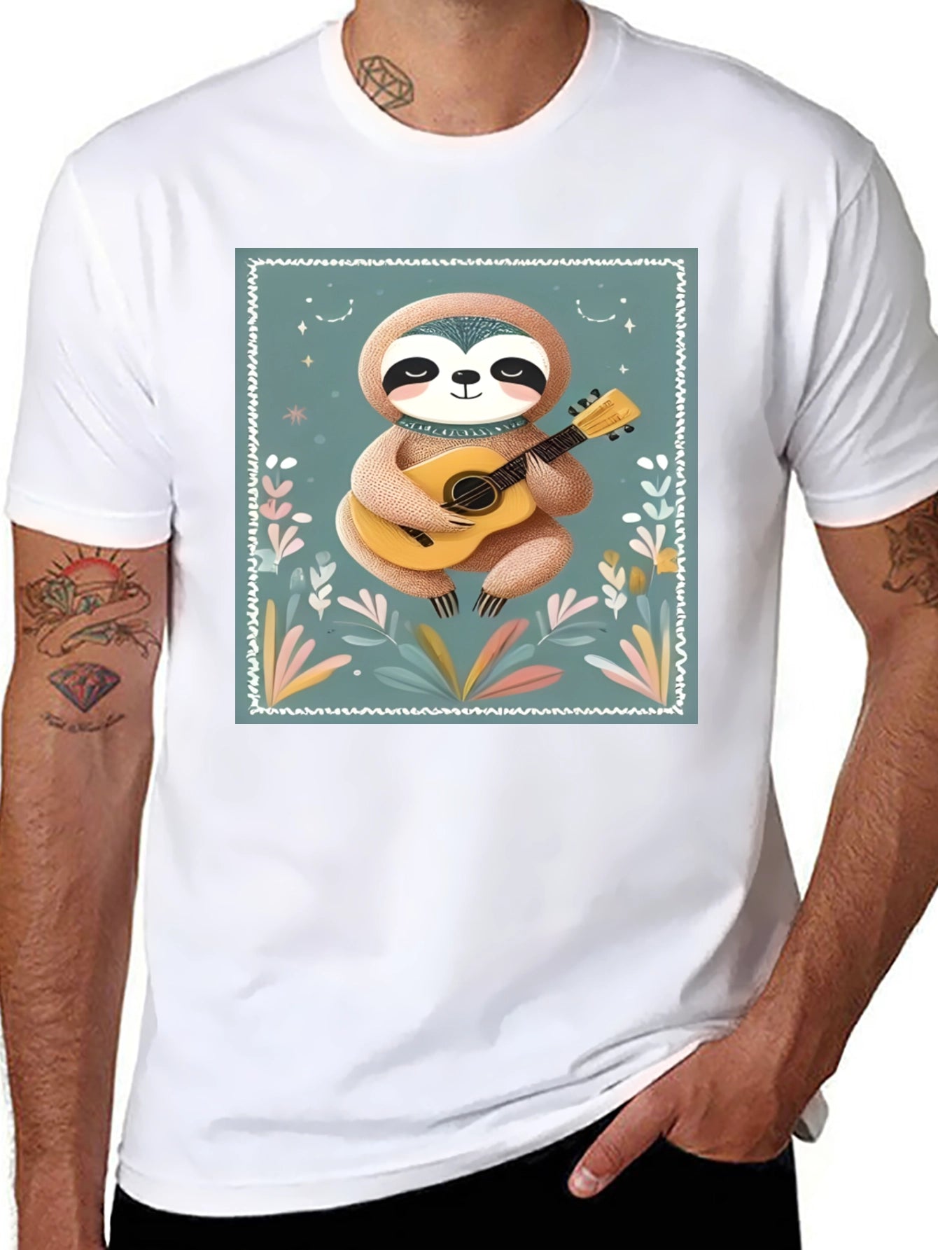 Sloth Guitarist Graphic Tee - Black