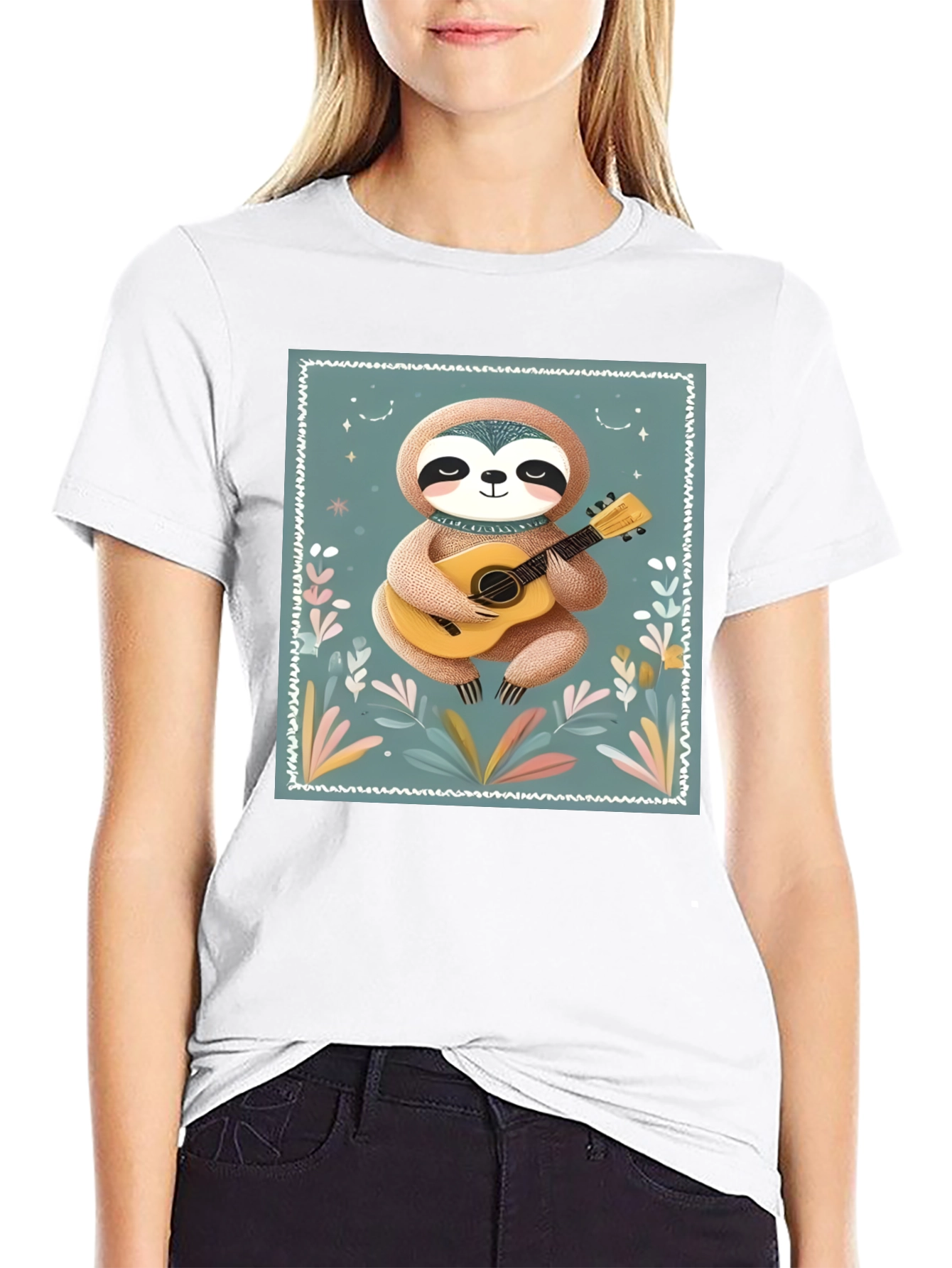 Sloth Guitarist Graphic Tee - Black