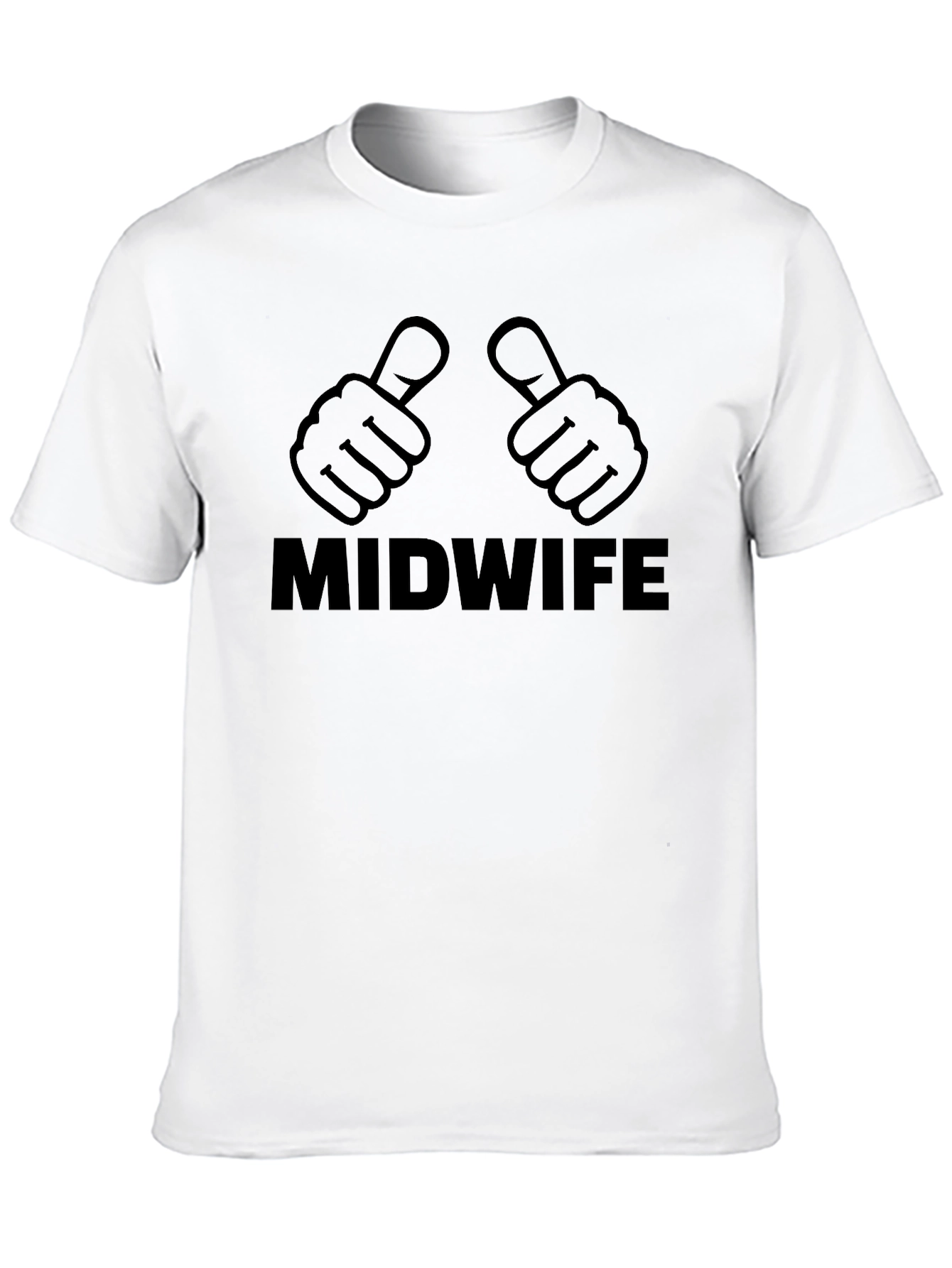 Midwife Thumbs Up Graphic Tee - Black Cotton T-Shirt