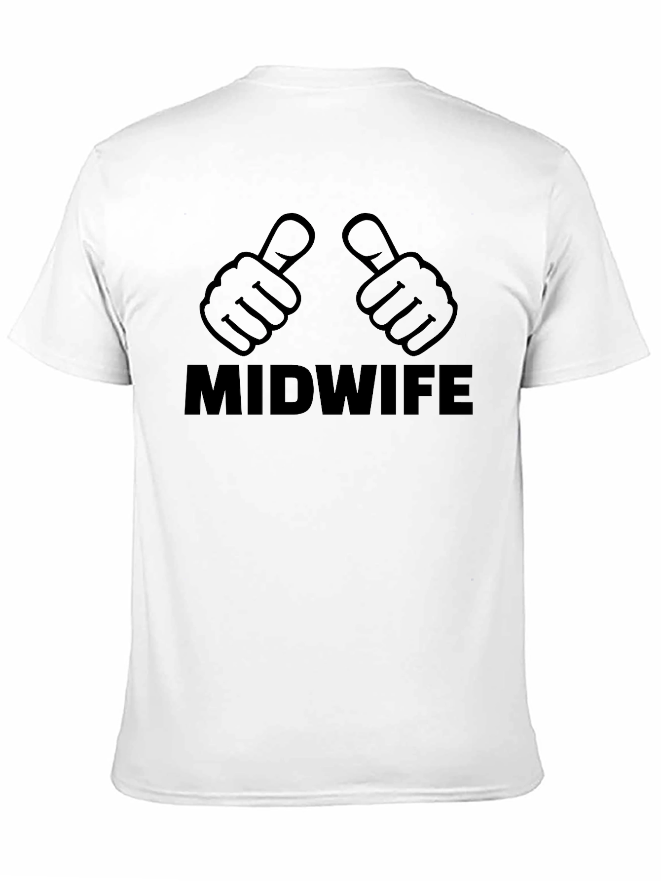 Midwife Thumbs Up Graphic Tee - Black Cotton T-Shirt
