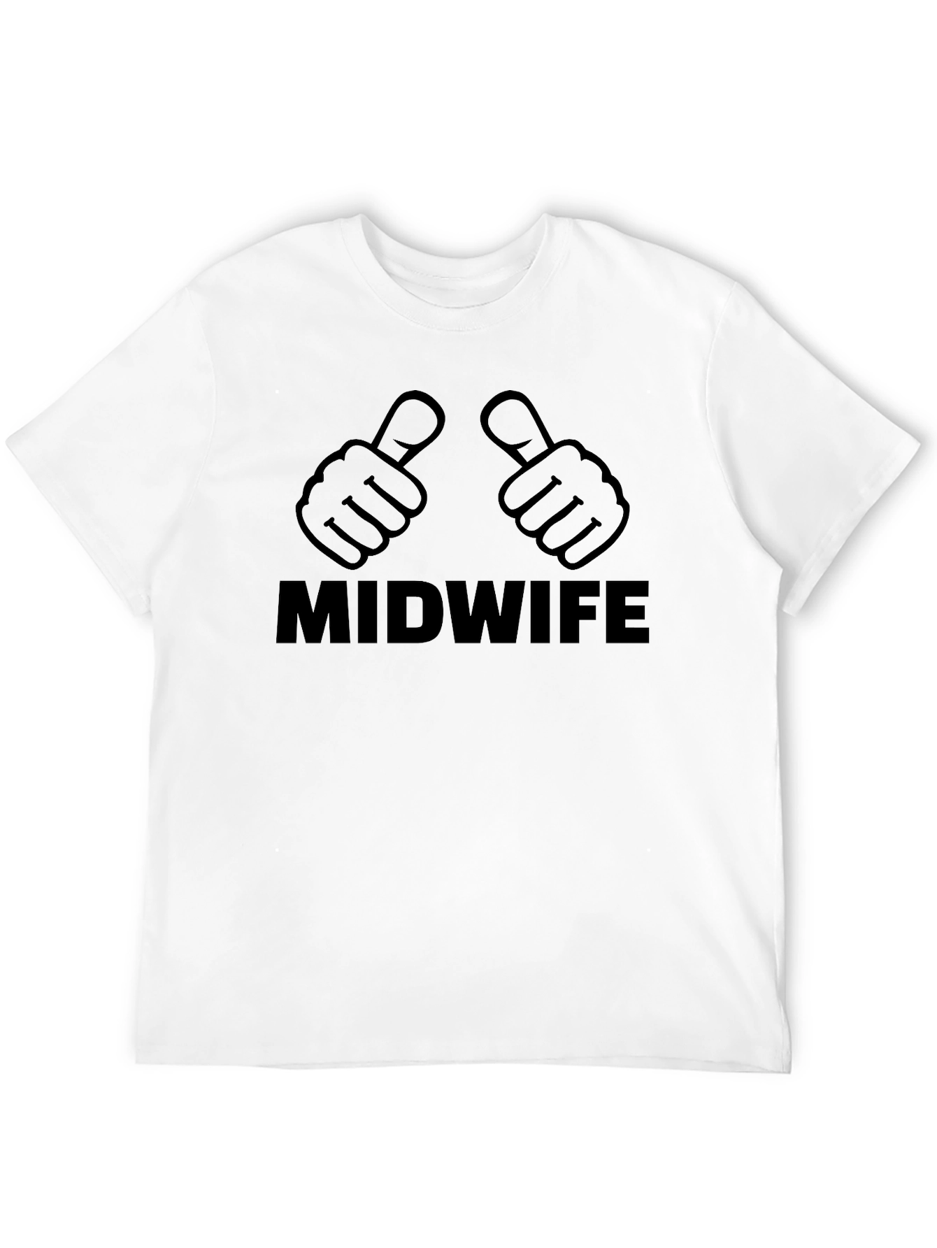 Midwife Thumbs Up Graphic Tee - Black Cotton T-Shirt