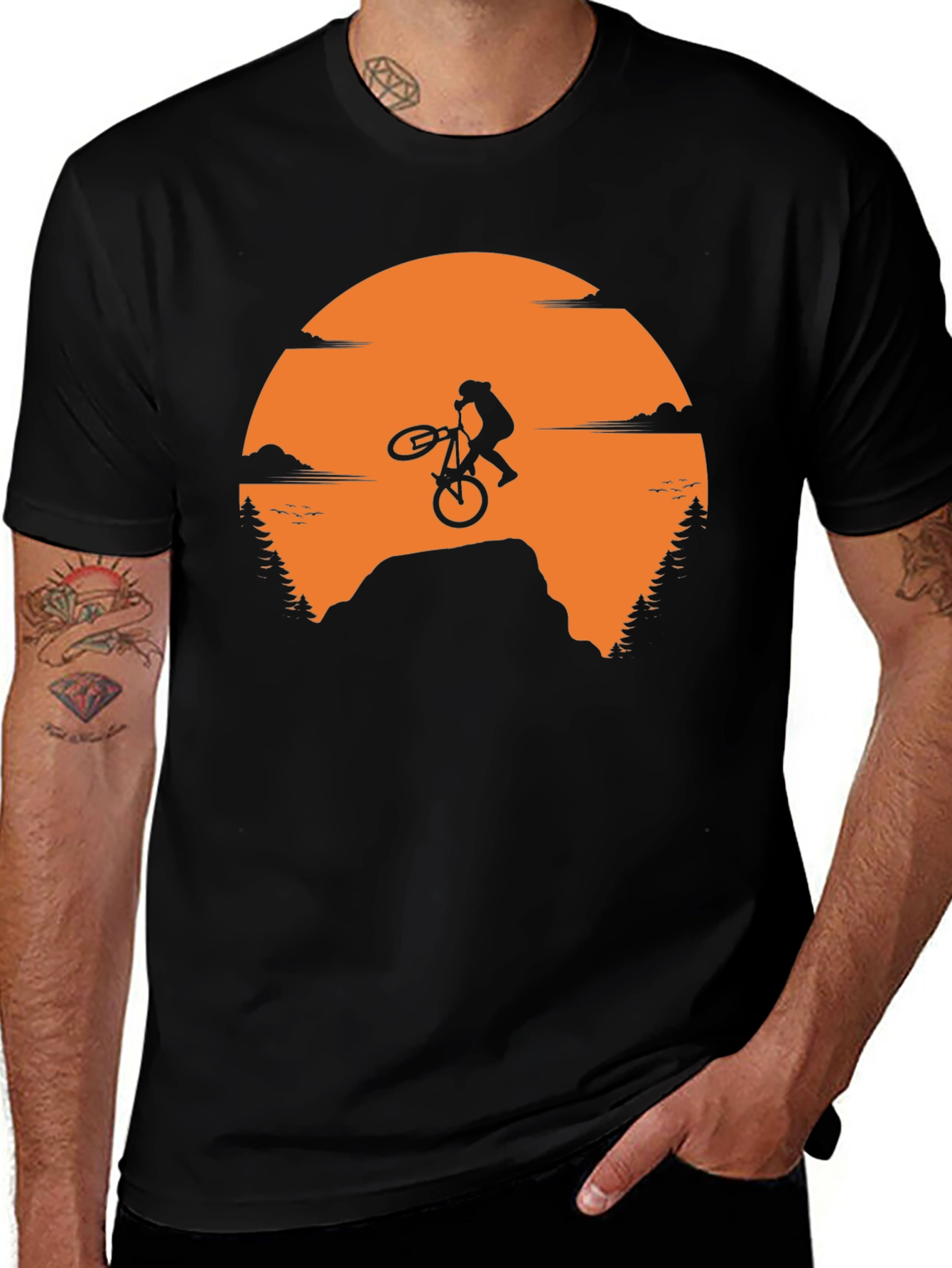 Mountain Bike Sunset Graphic Tee - Adventure Ready!