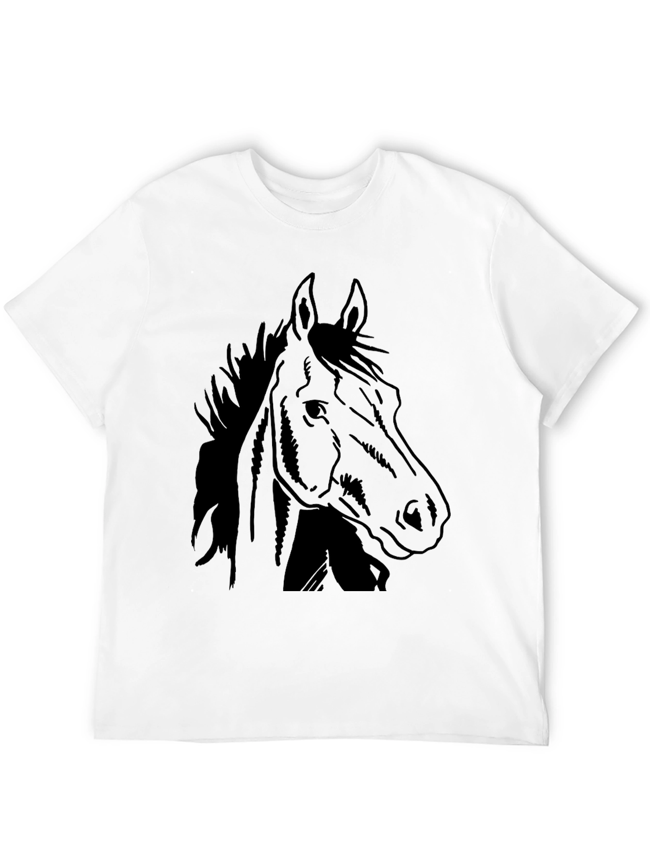 Black Horse Graphic Tee - Mens Casual T-Shirt