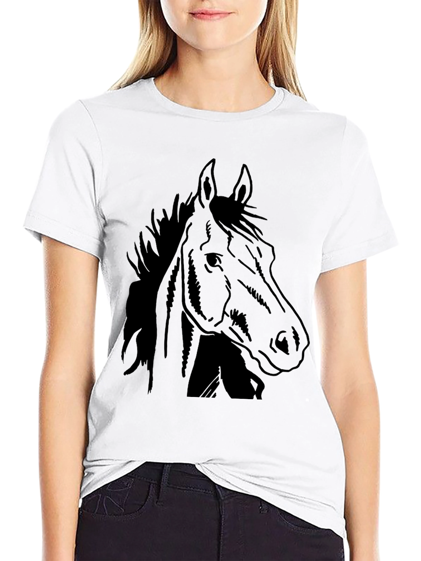 Black Horse Graphic Tee - Mens Casual T-Shirt