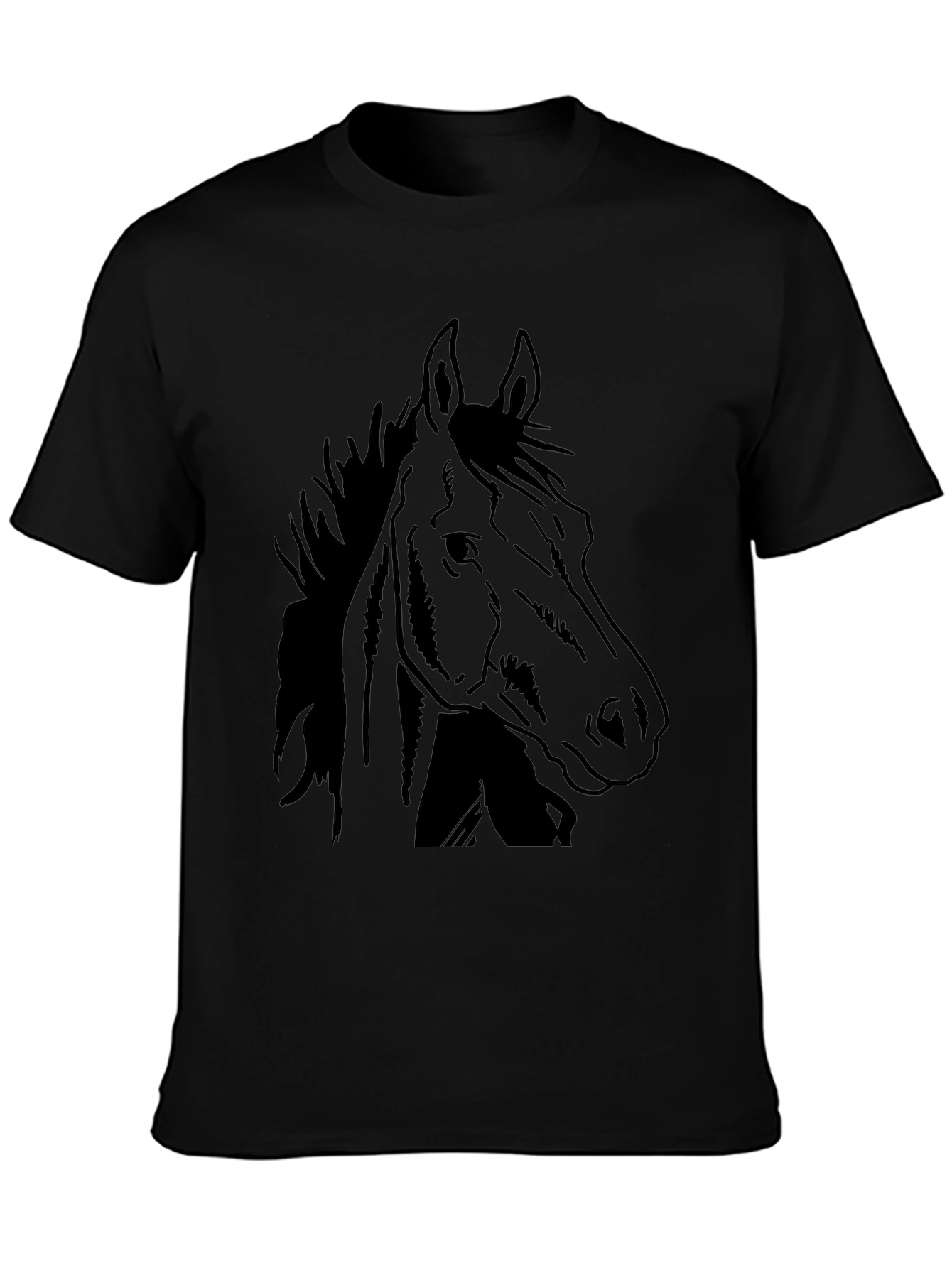 Black Horse Graphic Tee - Mens Casual T-Shirt