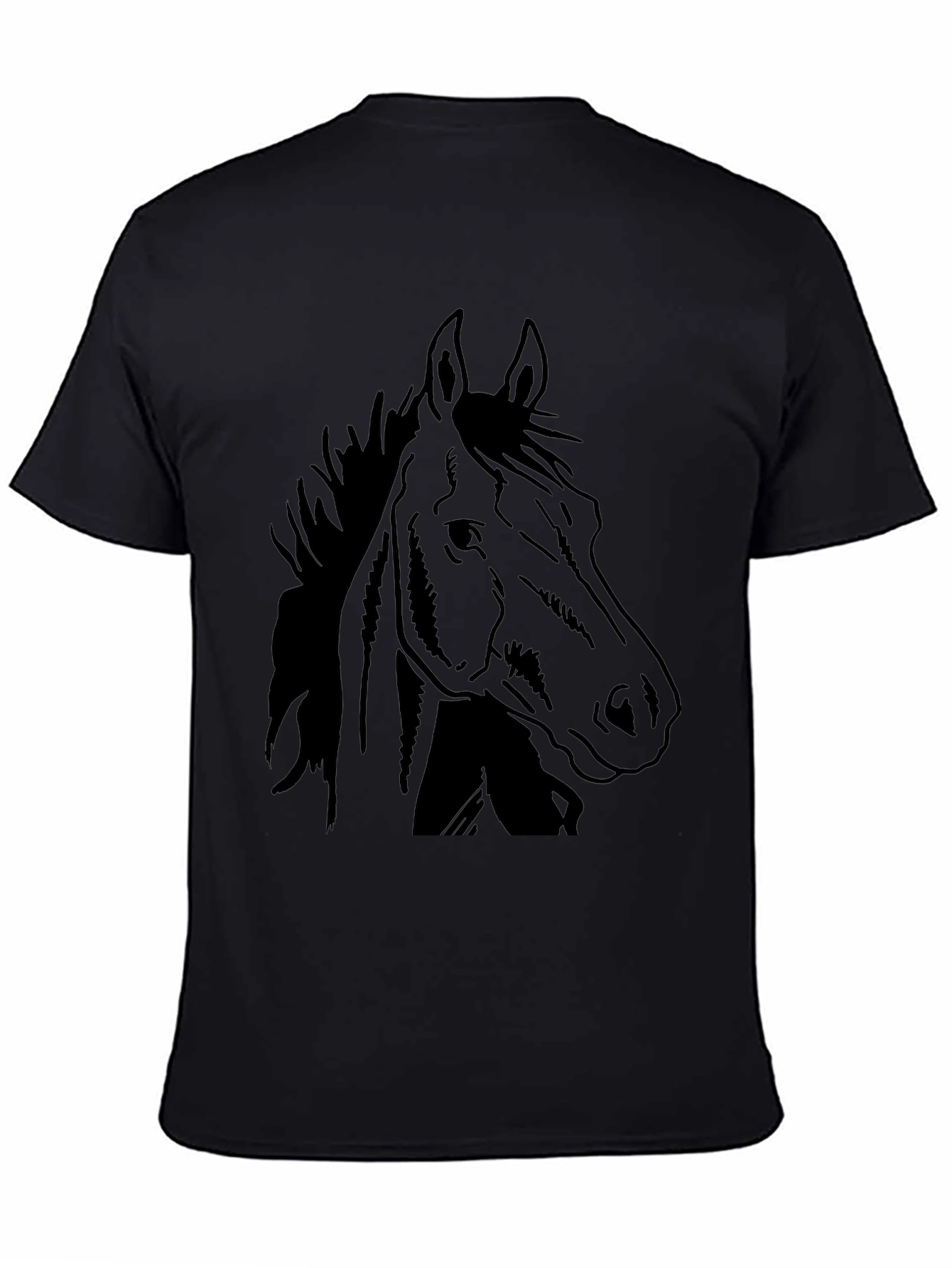Black Horse Graphic Tee - Mens Casual T-Shirt