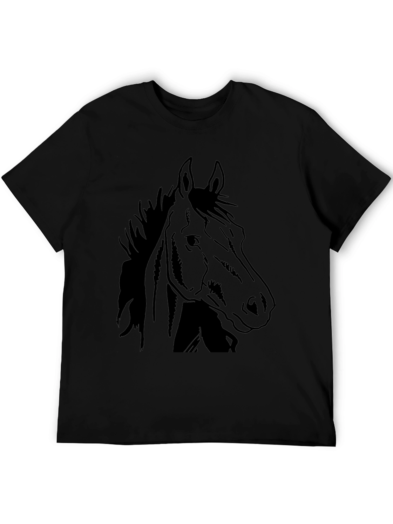 Black Horse Graphic Tee - Mens Casual T-Shirt