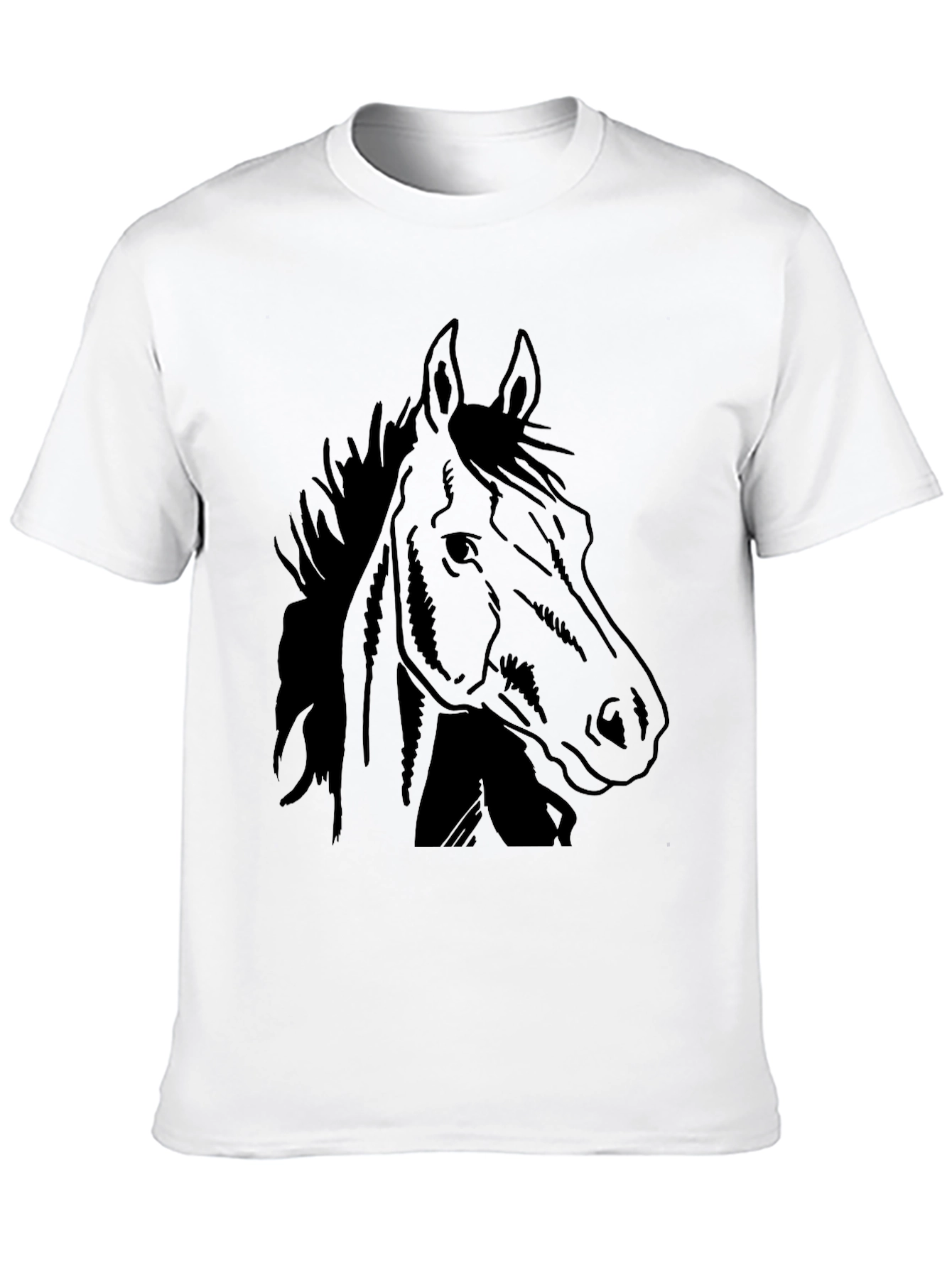 Black Horse Graphic Tee - Mens Casual T-Shirt