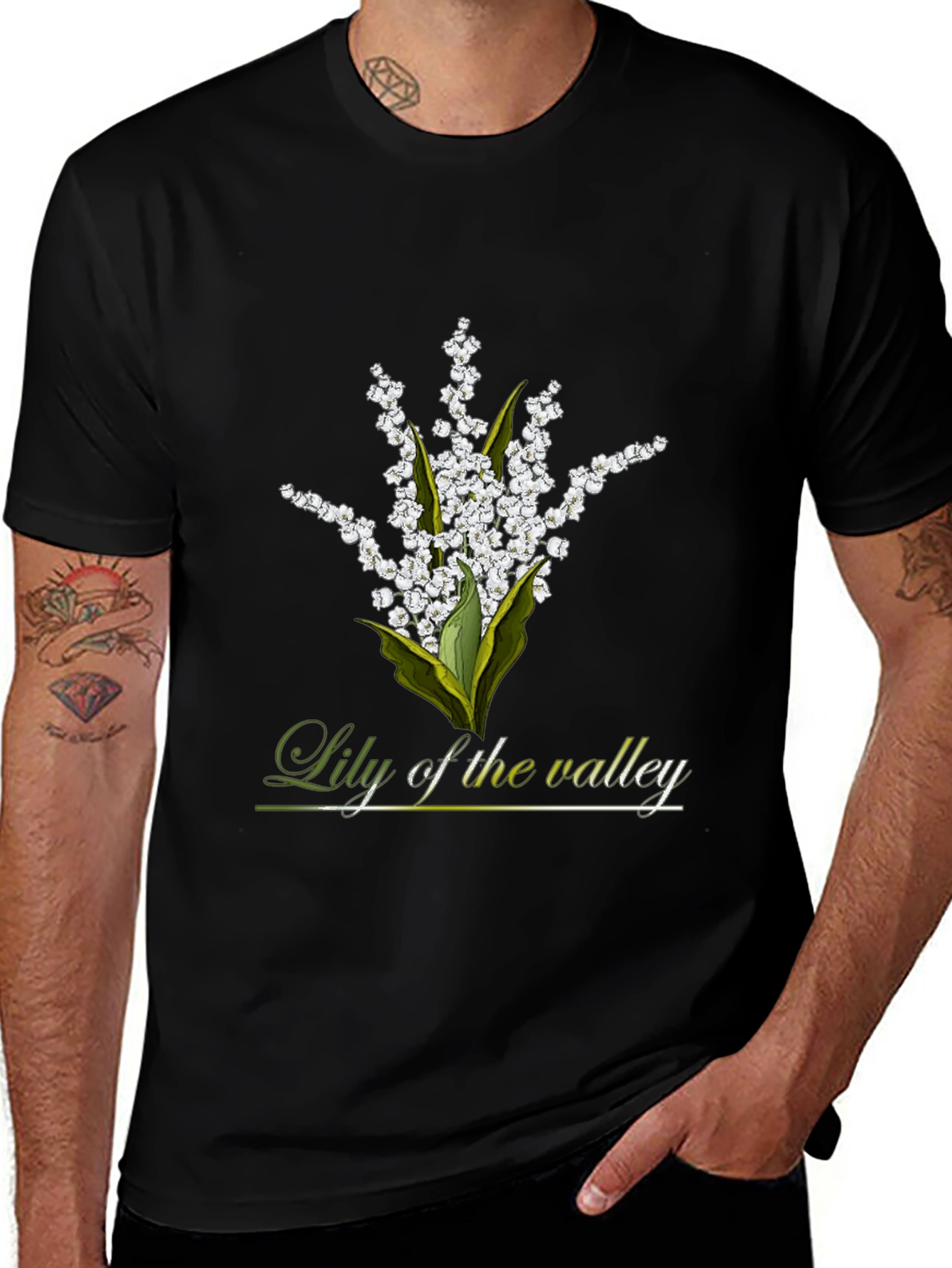 Lily of the Valley Graphic Black T-Shirt