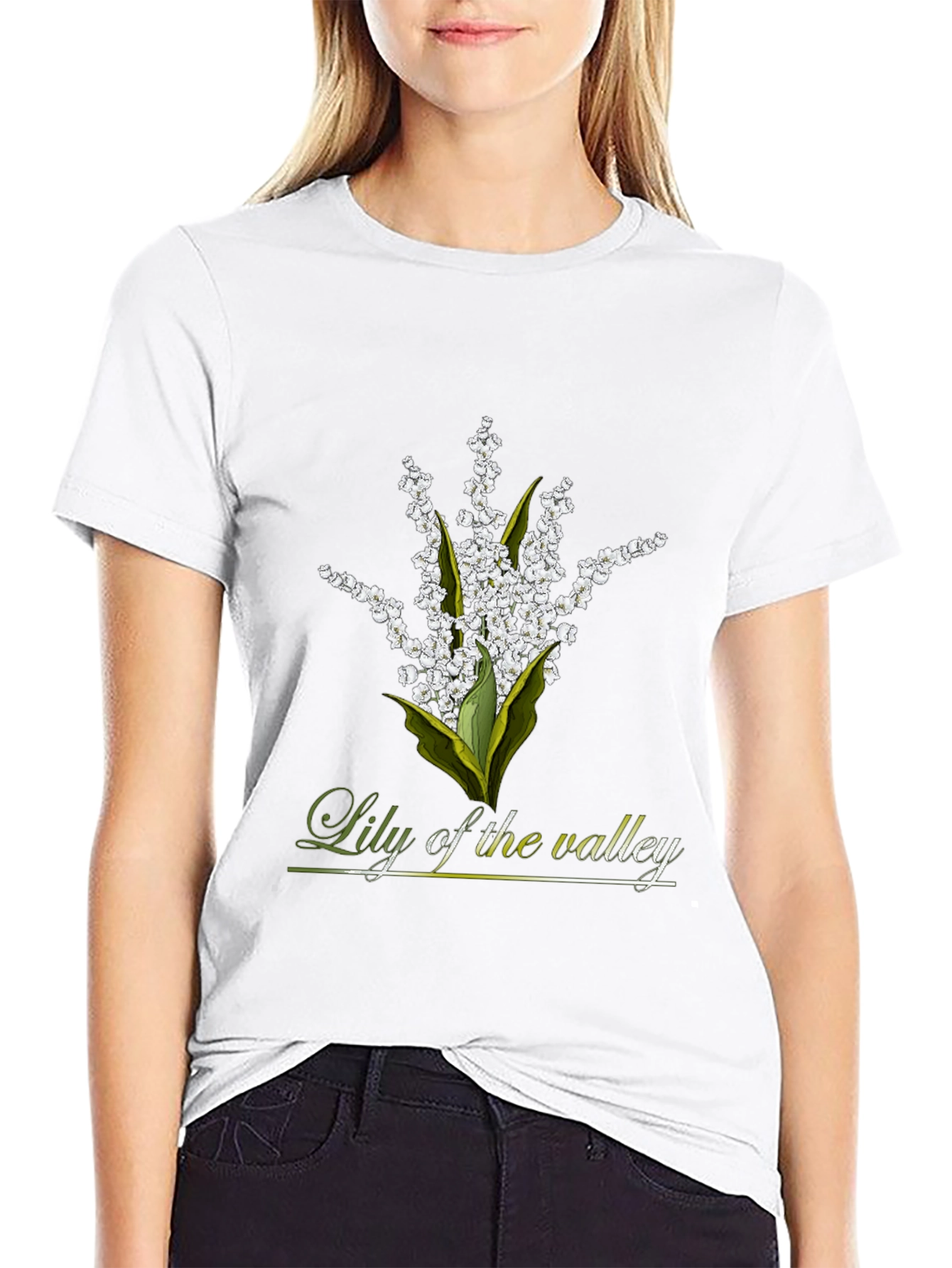 Lily of the Valley Graphic Black T-Shirt