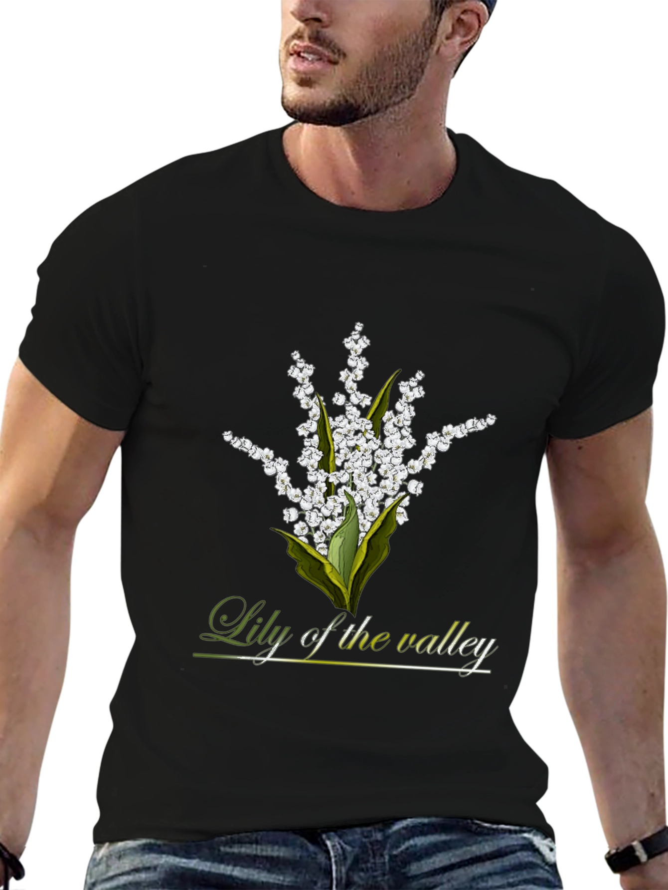 Lily of the Valley Graphic Black T-Shirt