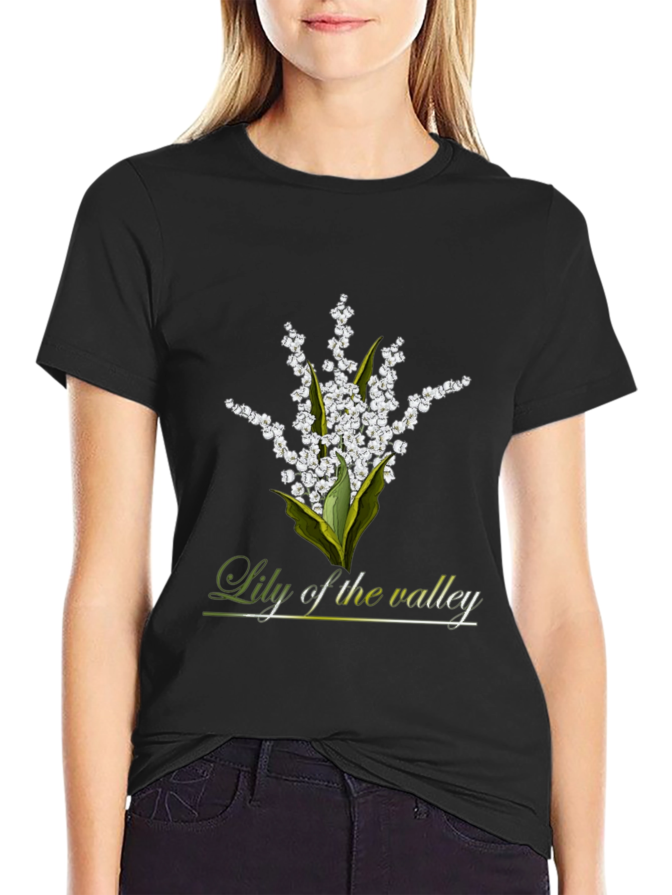 Lily of the Valley Graphic Black T-Shirt