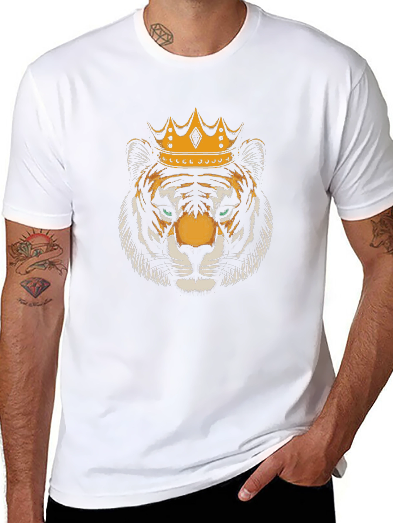 King Tiger Graphic Tee - Bold Black Cotton Shirt