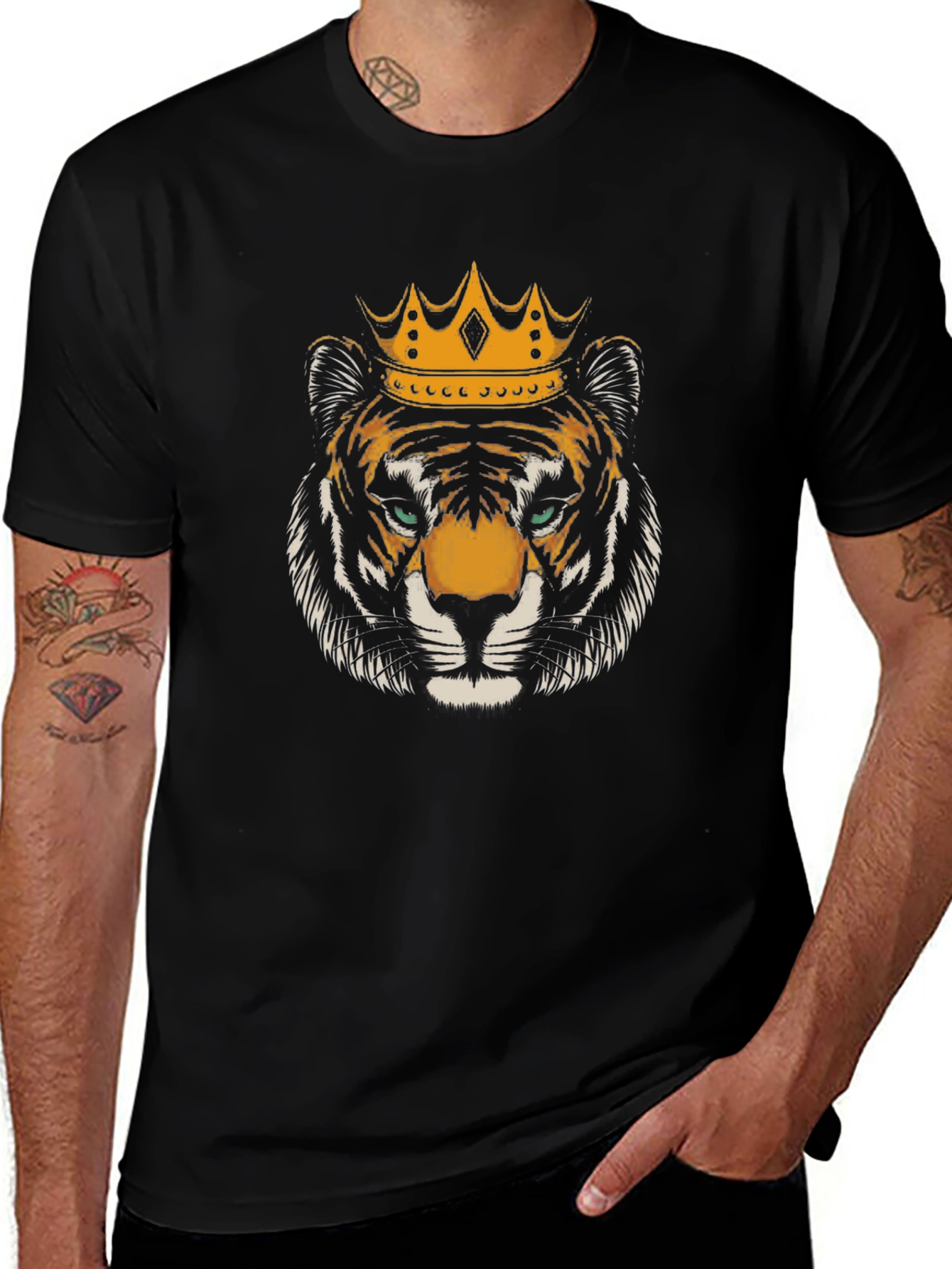 King Tiger Graphic Tee - Bold Black Cotton Shirt