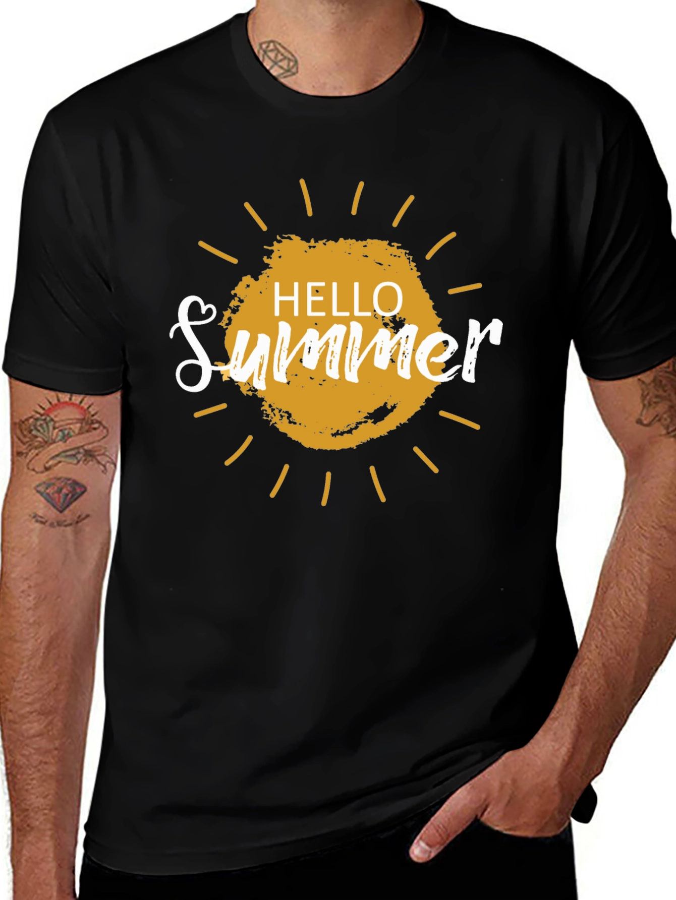 Hello Summer Graphic T-Shirt - Black