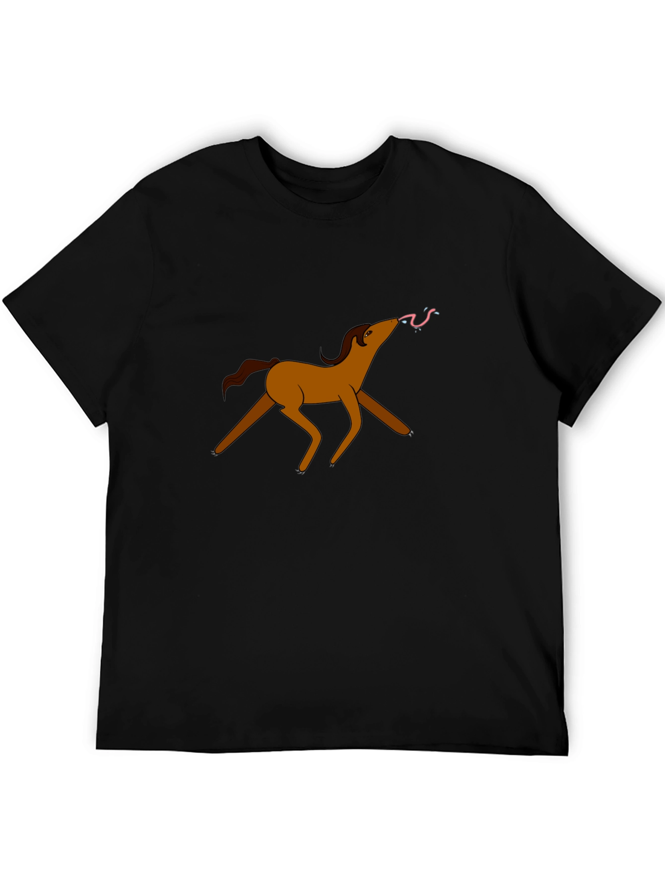 Cartoon Horse Black T-Shirt