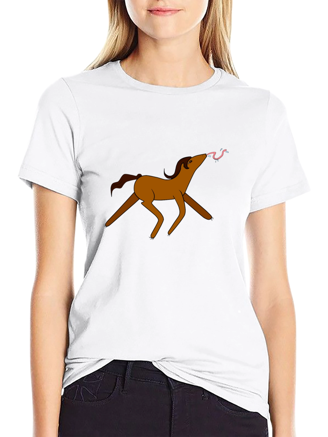 Cartoon Horse Black T-Shirt