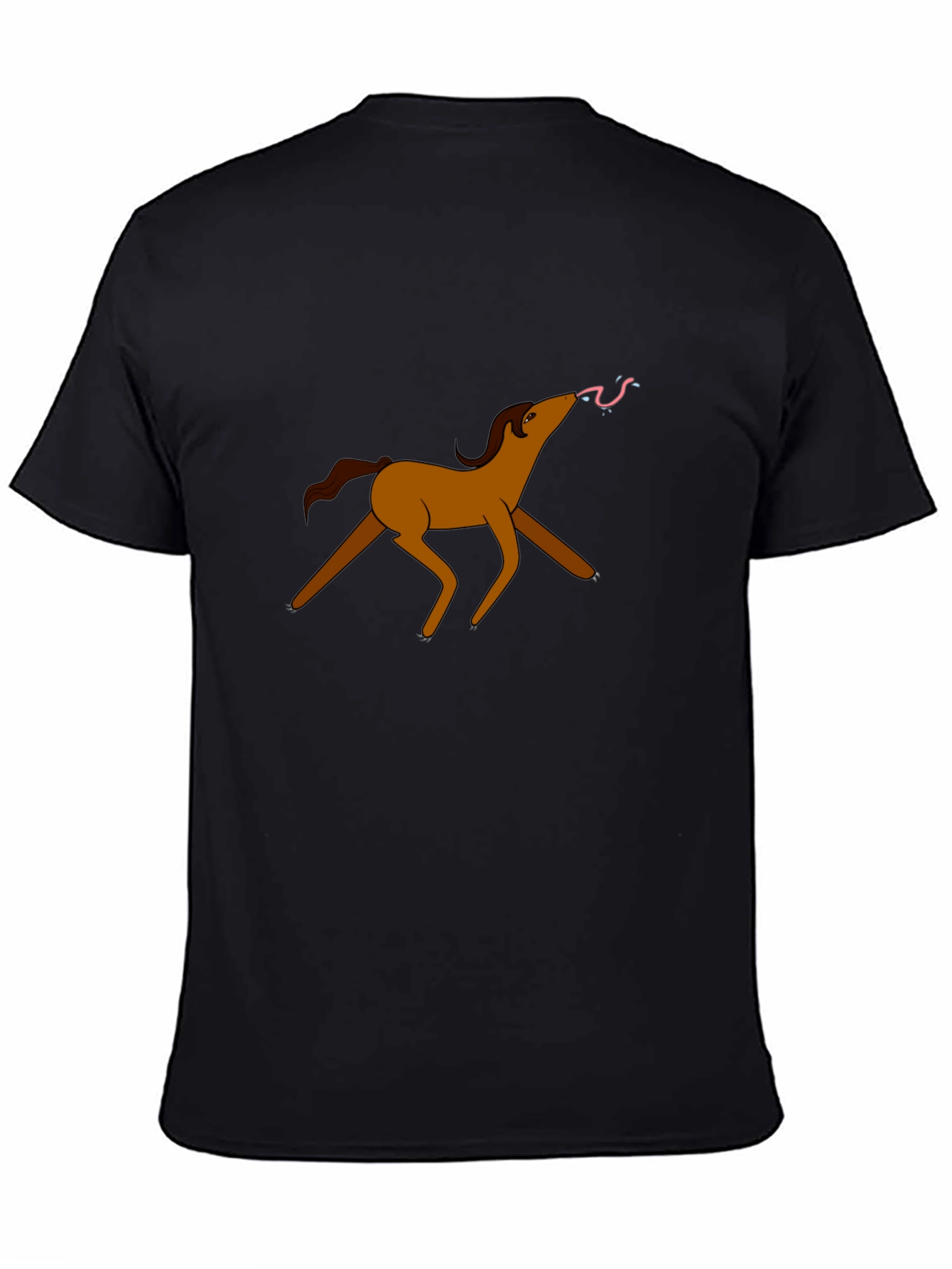 Cartoon Horse Black T-Shirt
