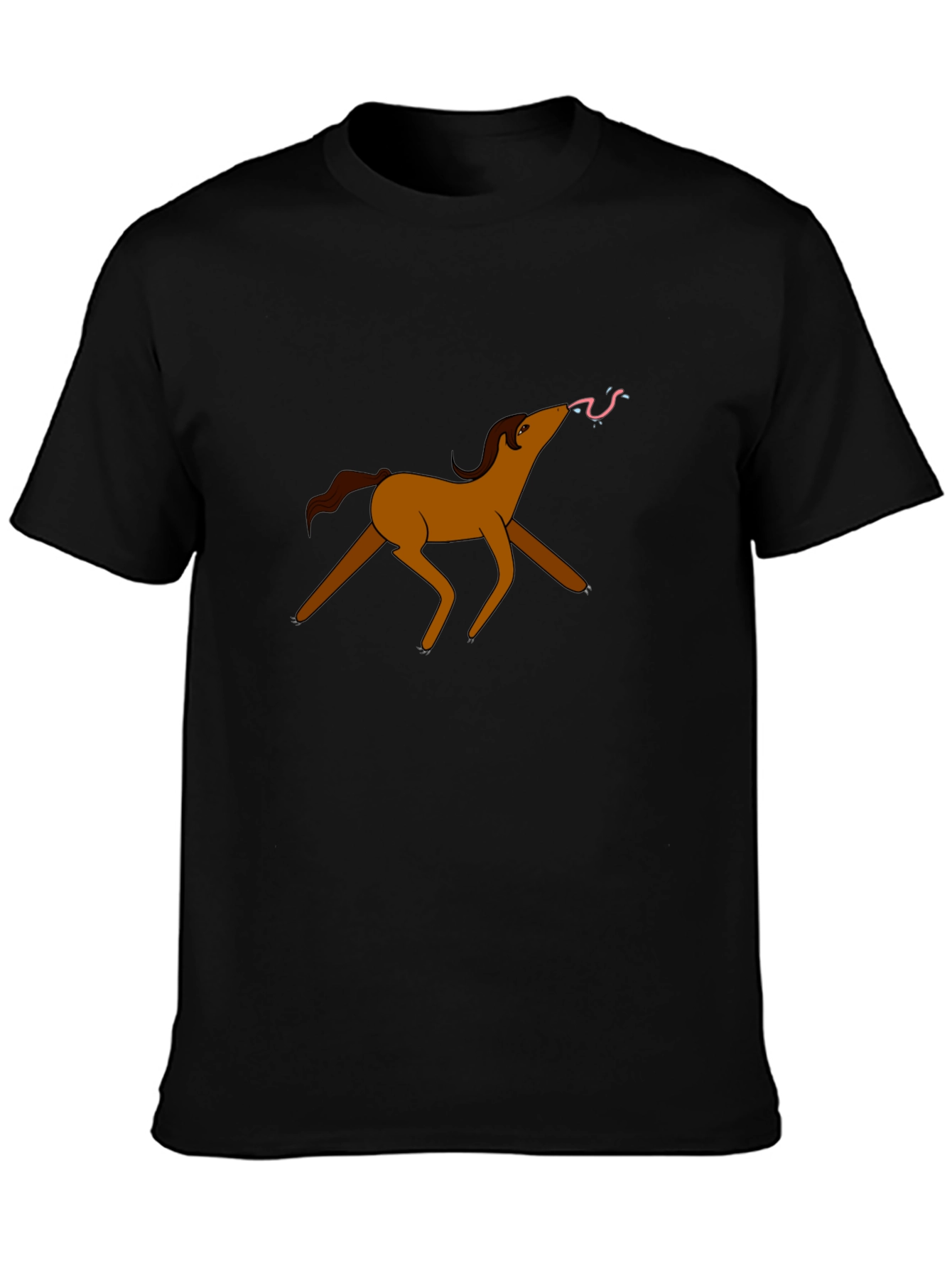 Cartoon Horse Black T-Shirt