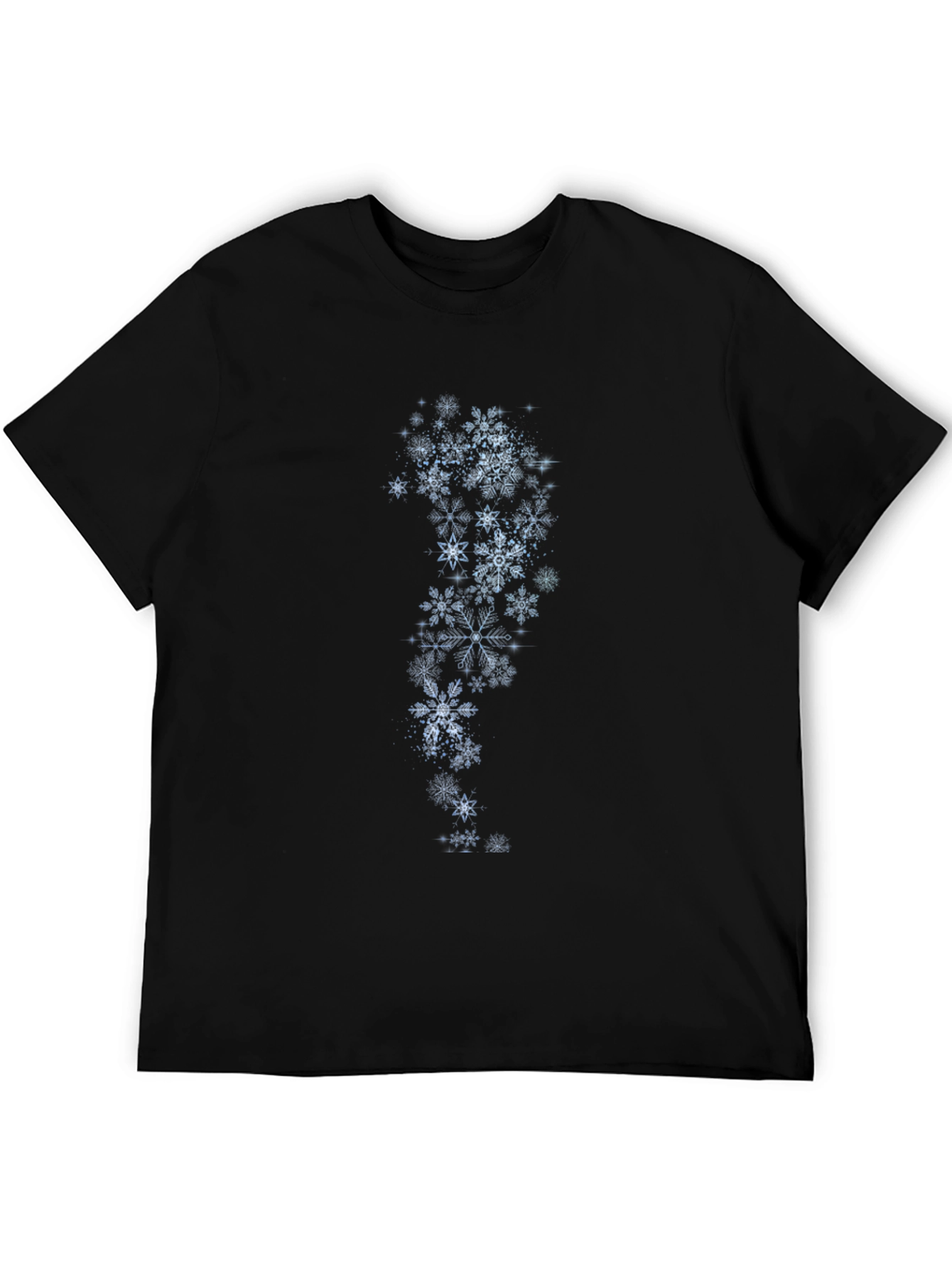 Snowflake Print Black T-Shirt