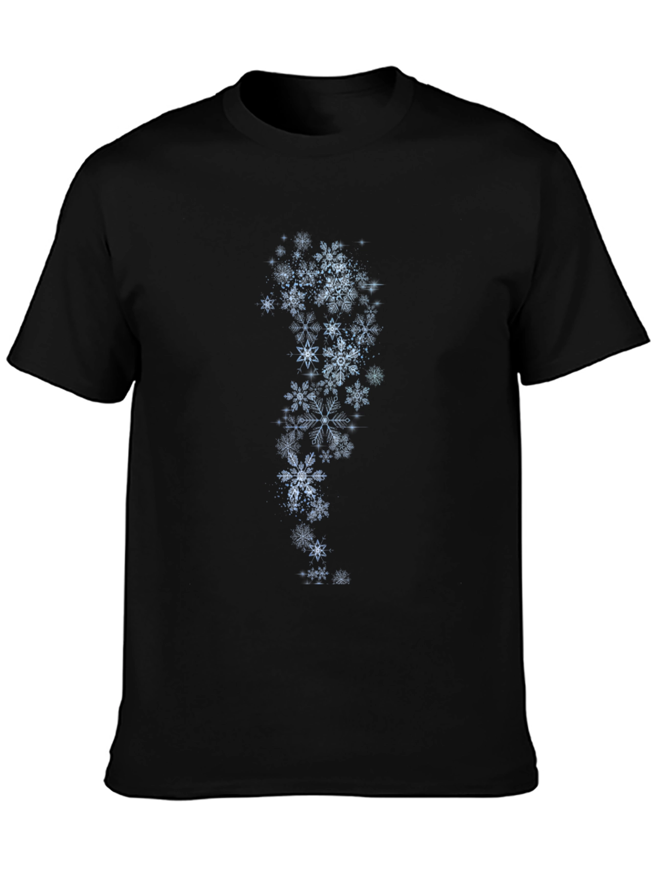 Snowflake Print Black T-Shirt