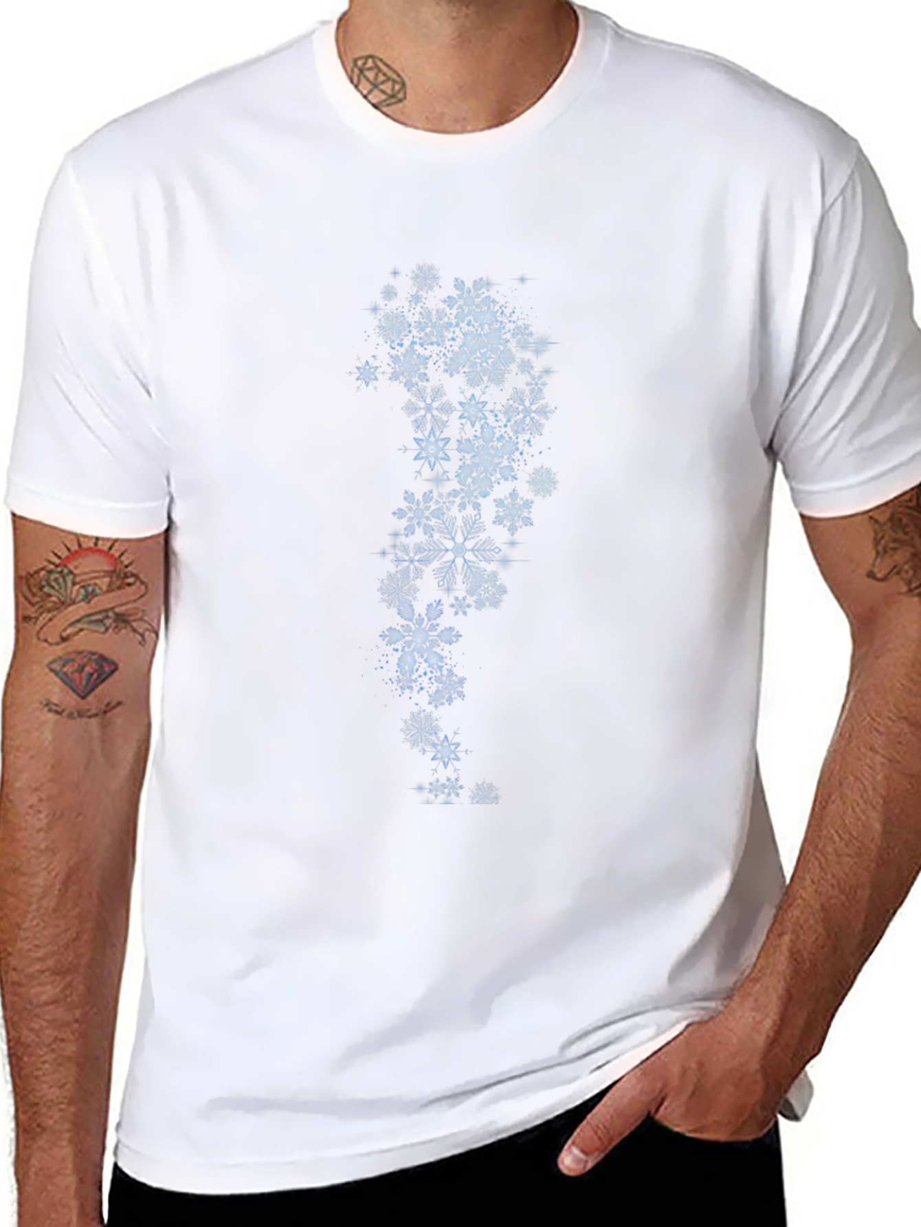 Snowflake Print Black T-Shirt