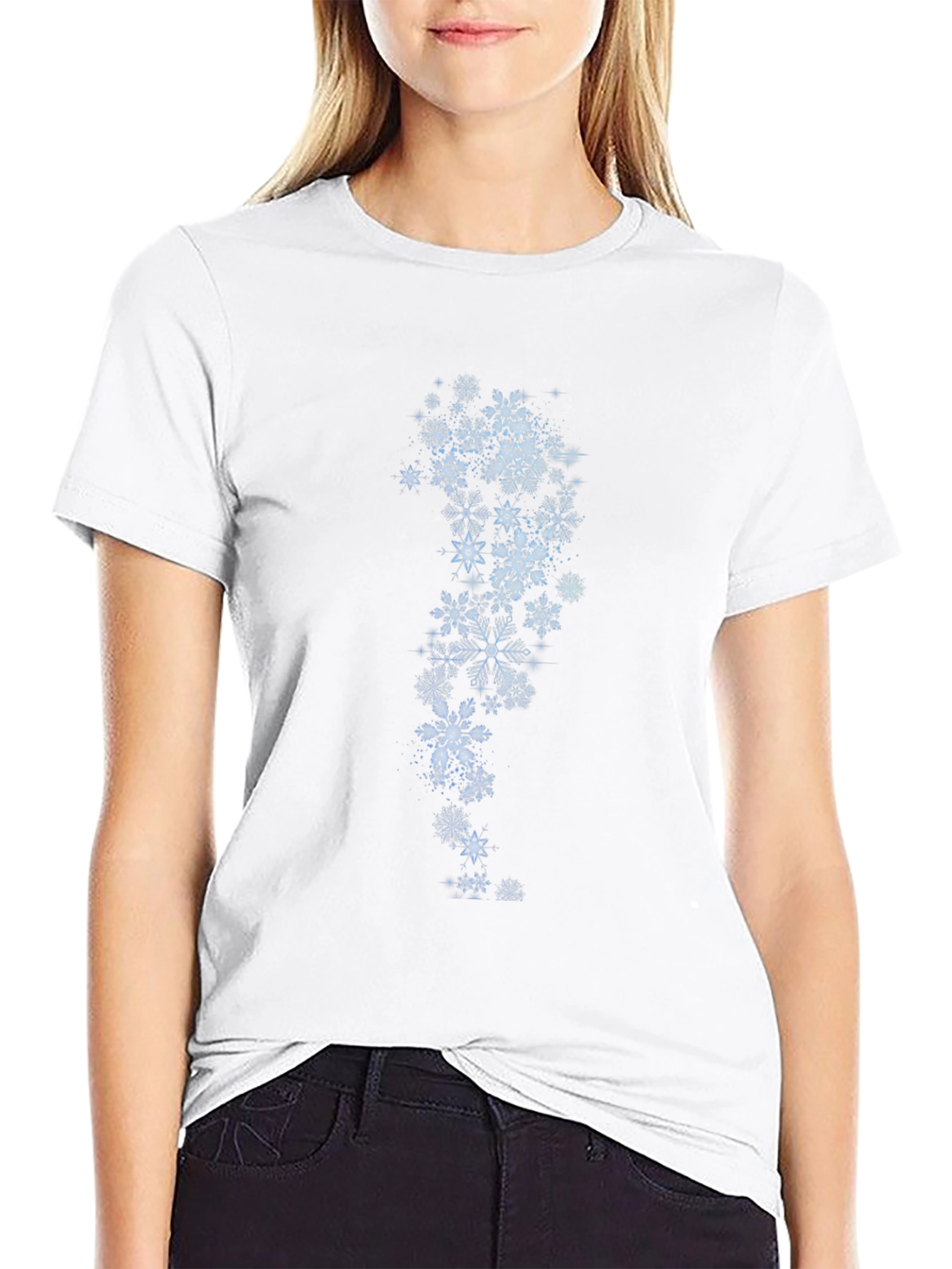 Snowflake Print Black T-Shirt