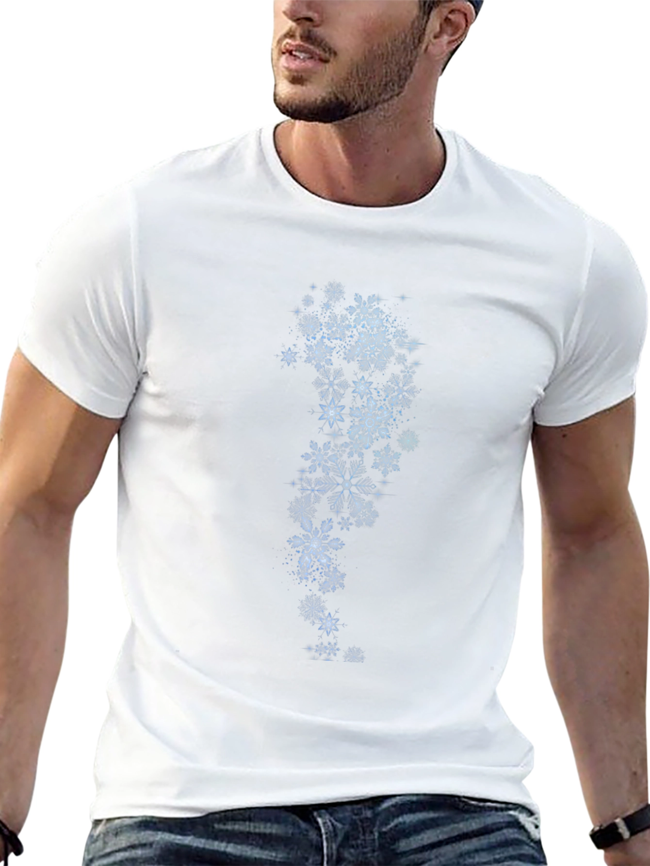 Snowflake Print Black T-Shirt