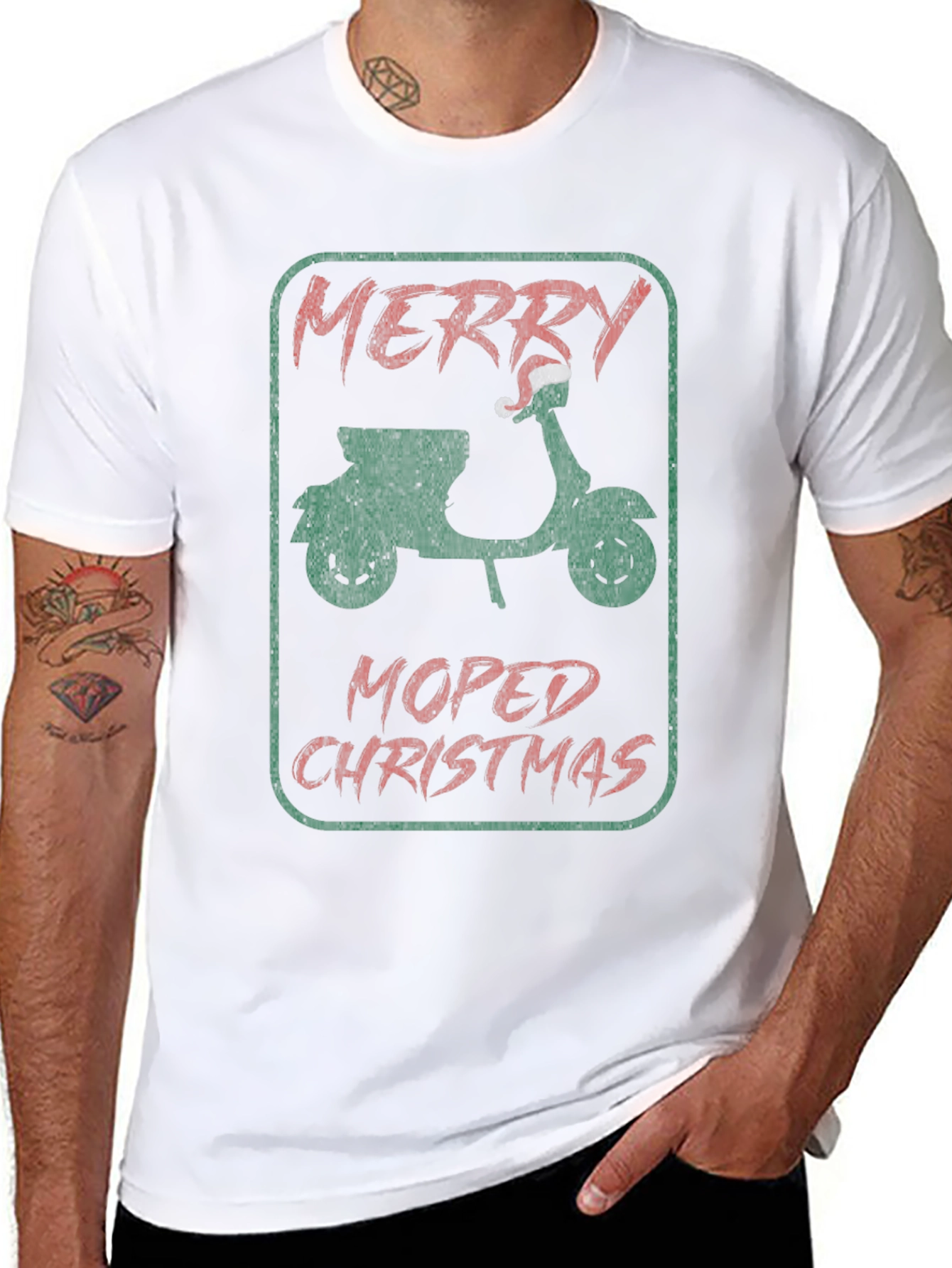 Merry Moped Christmas Graphic T-Shirt
