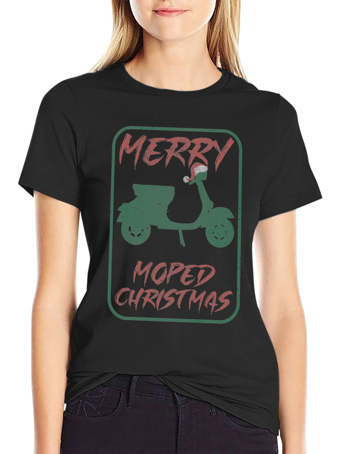 Merry Moped Christmas Graphic T-Shirt