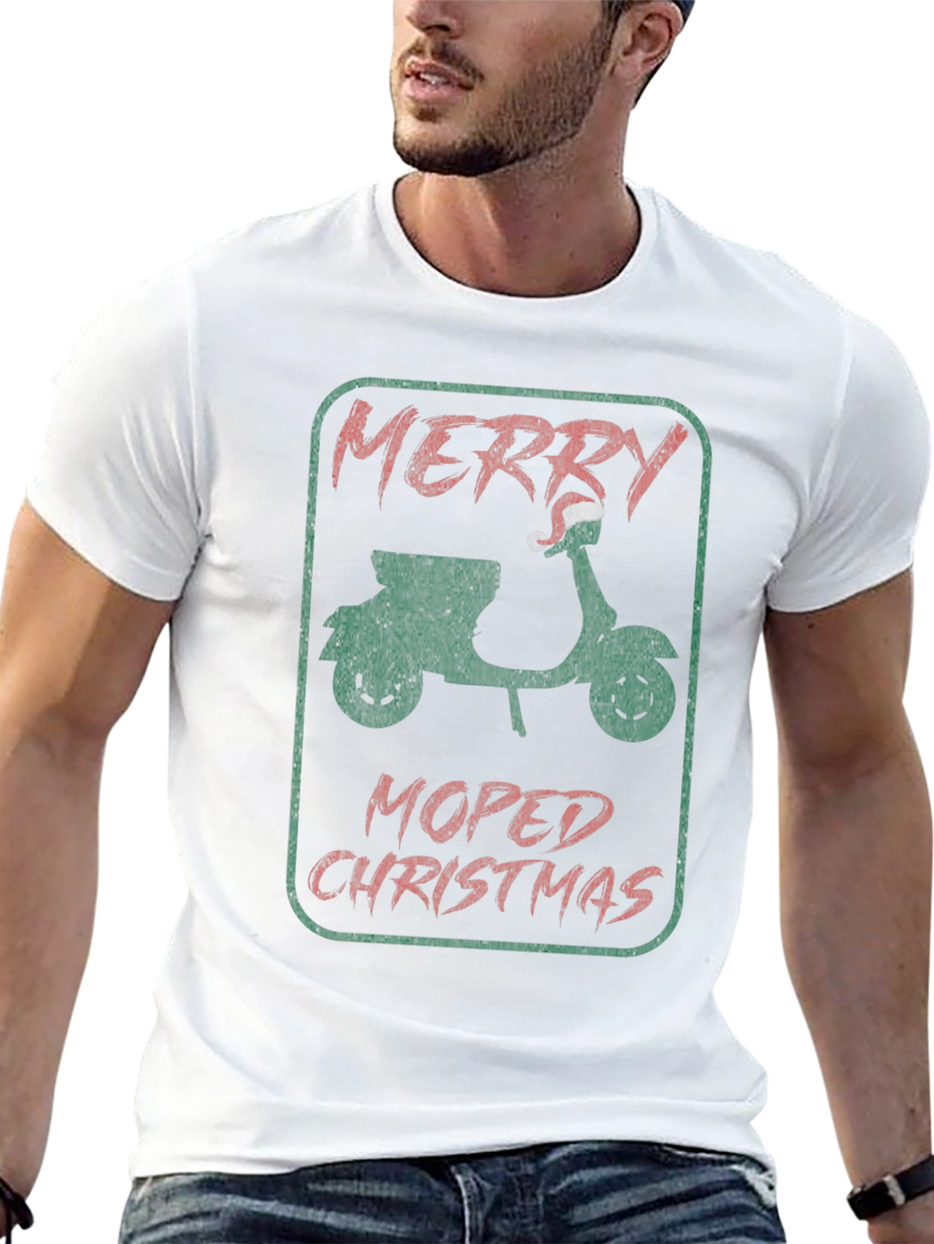 Merry Moped Christmas Graphic T-Shirt
