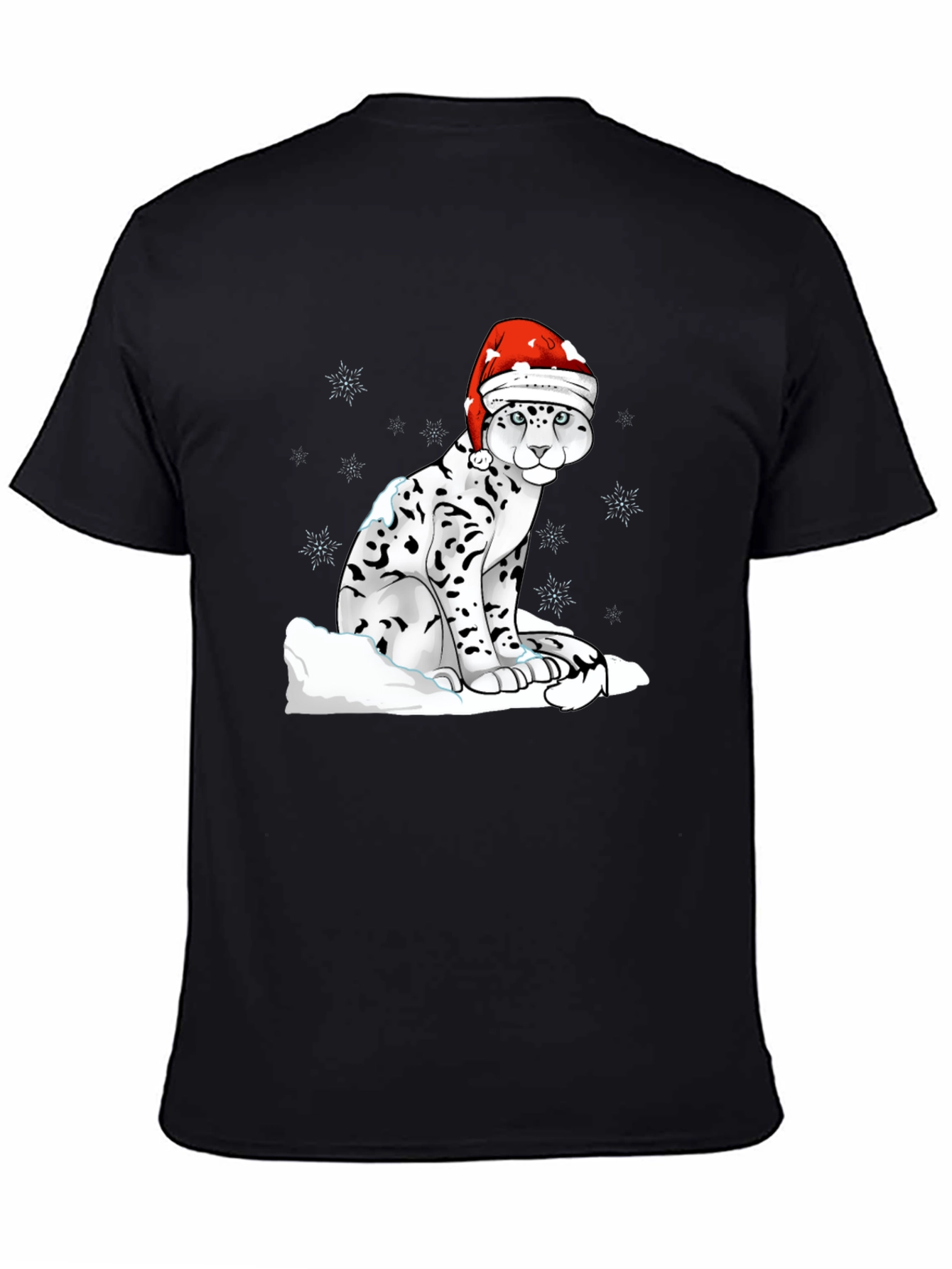 Holiday Leopard T-Shirt - Christmas Santa Hat