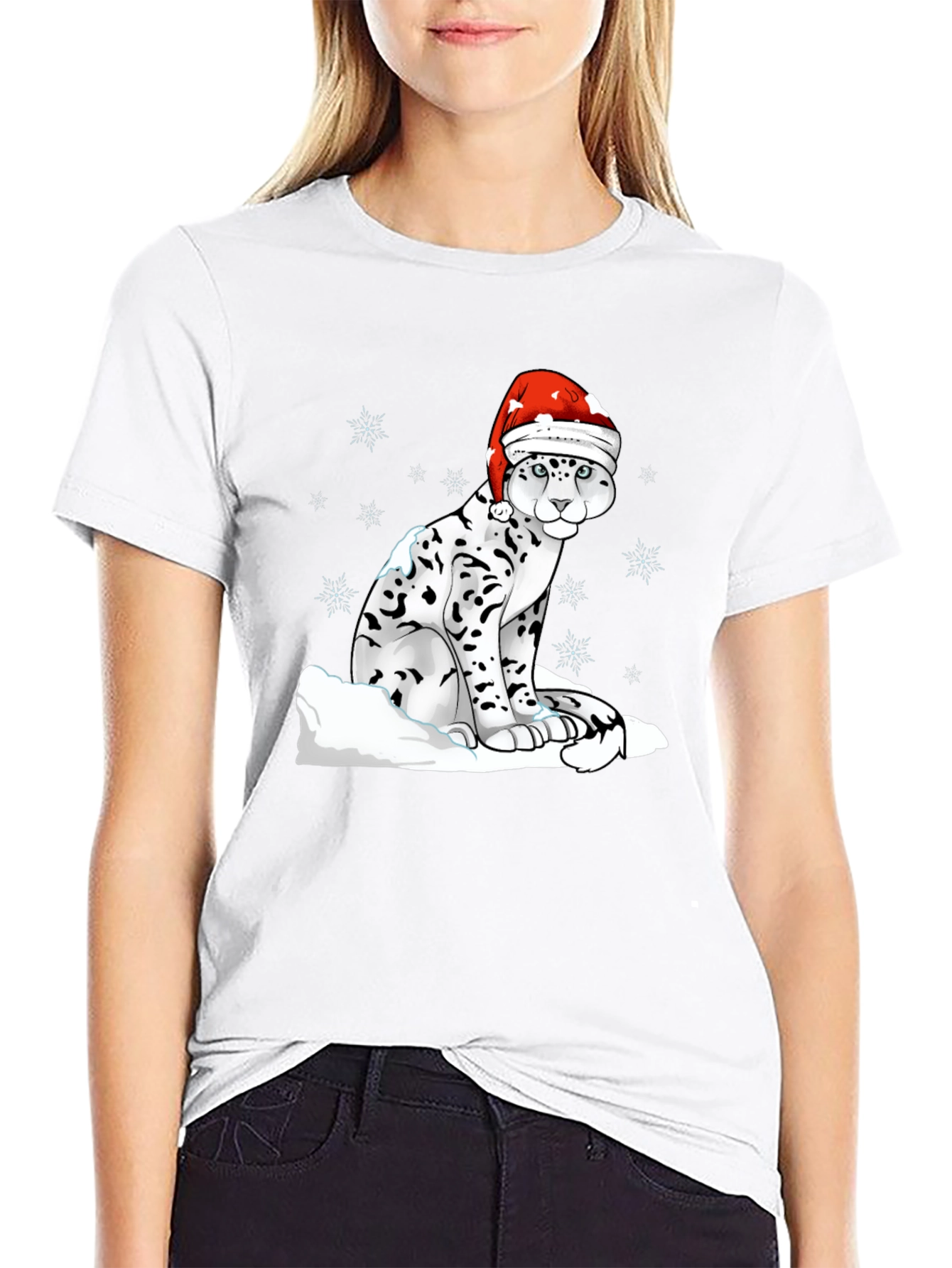 Holiday Leopard T-Shirt - Christmas Santa Hat