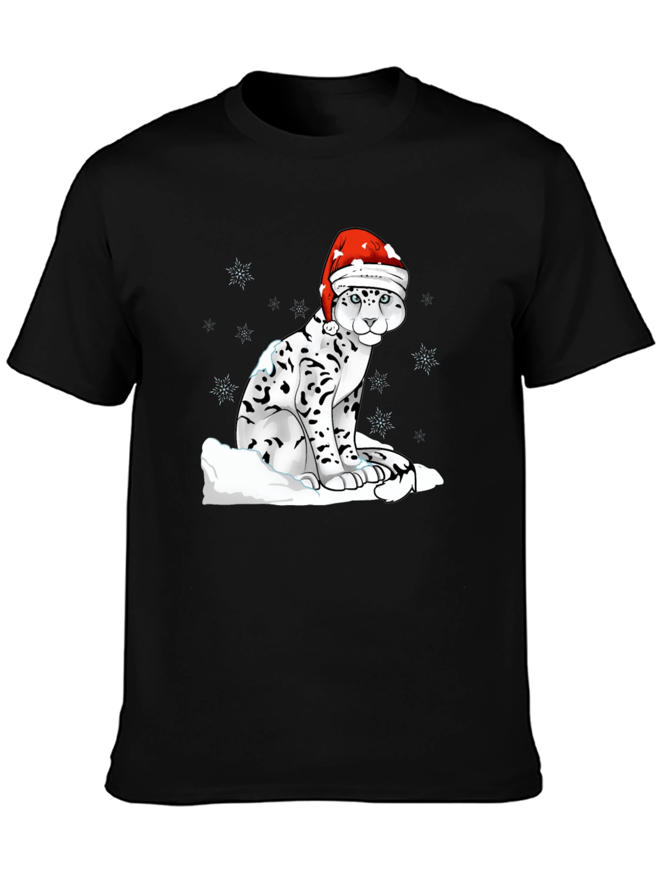 Holiday Leopard T-Shirt - Christmas Santa Hat