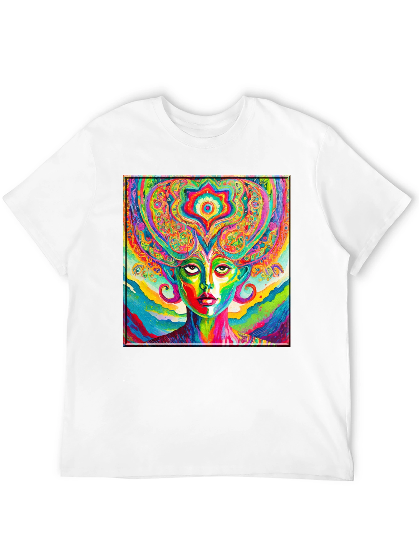 Psychedelic Woman Graphic Black T-Shirt