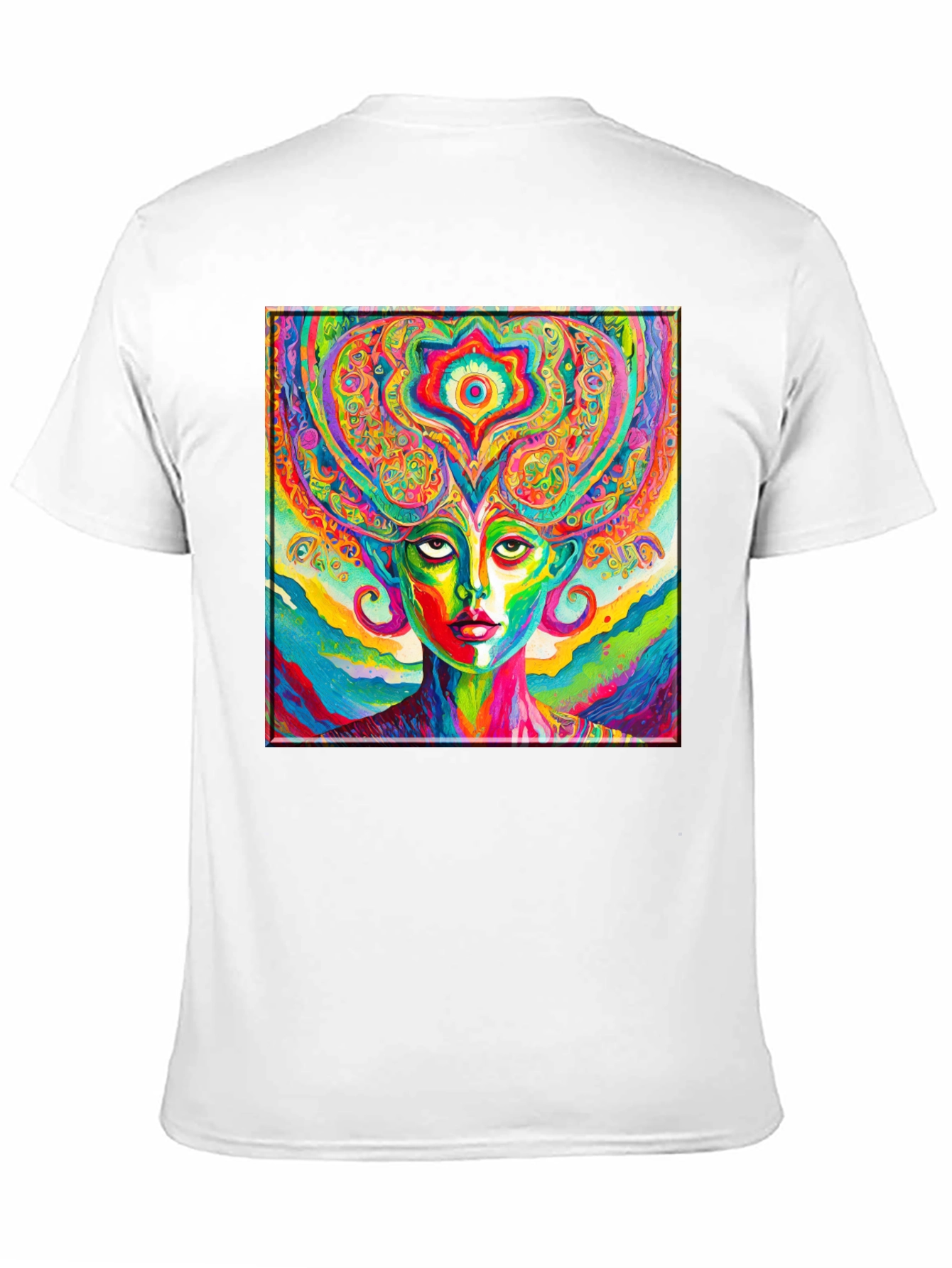 Psychedelic Woman Graphic Black T-Shirt