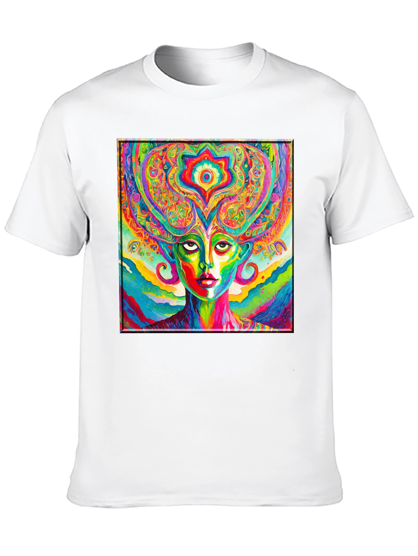 Psychedelic Woman Graphic Black T-Shirt