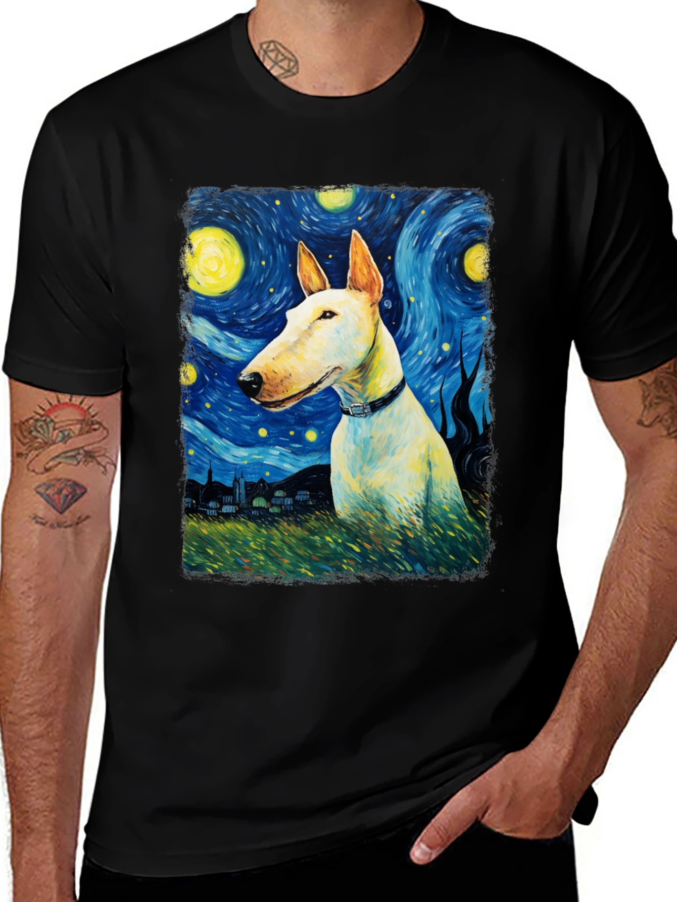 Starry Night Bull Terrier T-Shirt