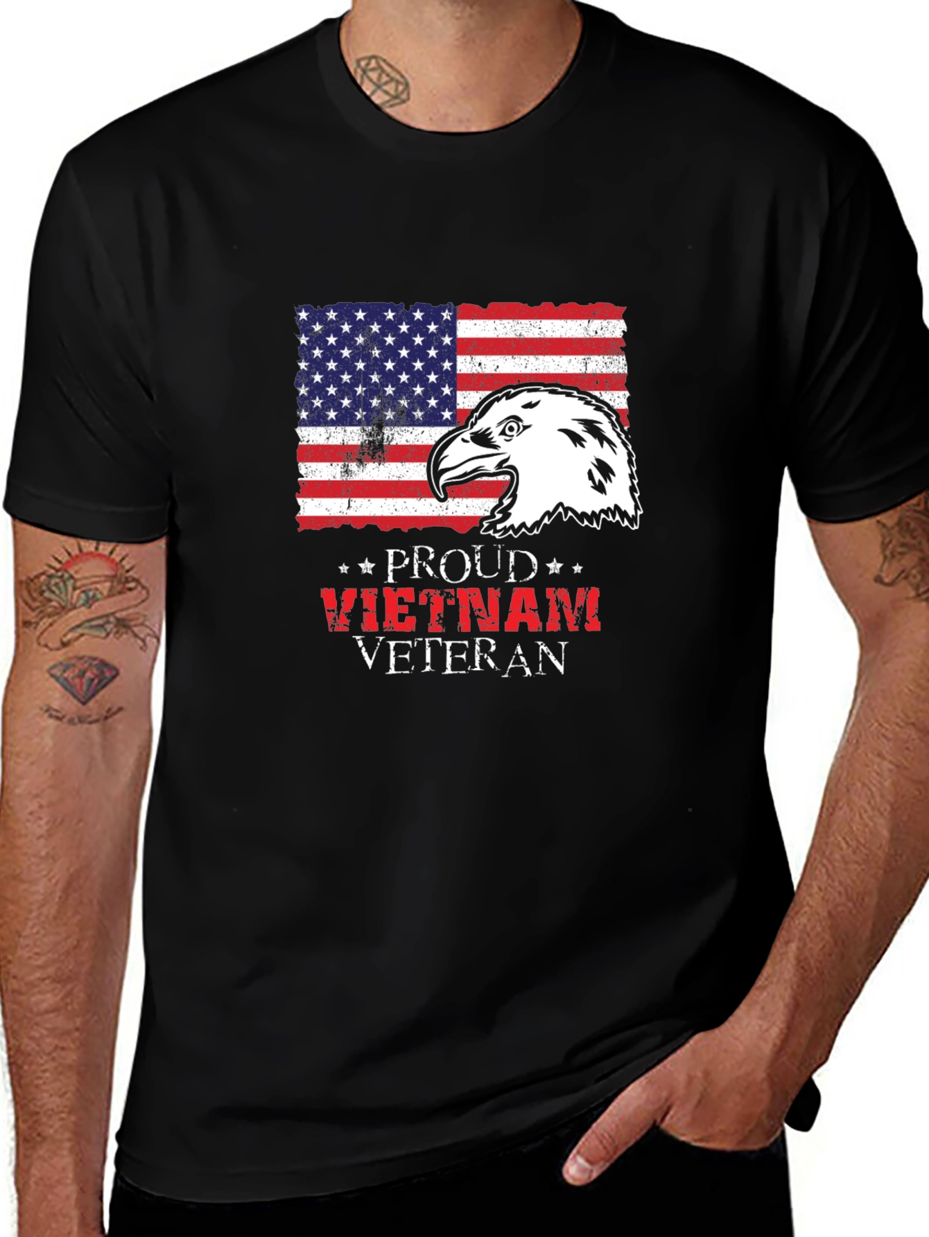 Proud Vietnam Veteran Eagle Flag Graphic T-Shirt