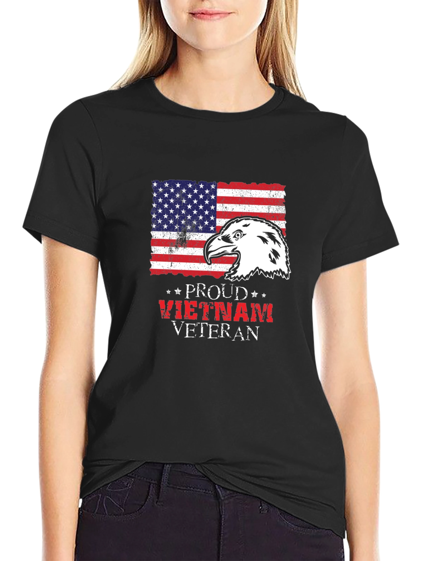 Proud Vietnam Veteran Eagle Flag Graphic T-Shirt