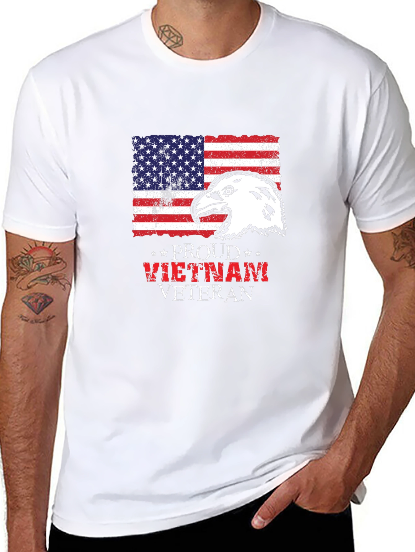 Proud Vietnam Veteran Eagle Flag Graphic T-Shirt