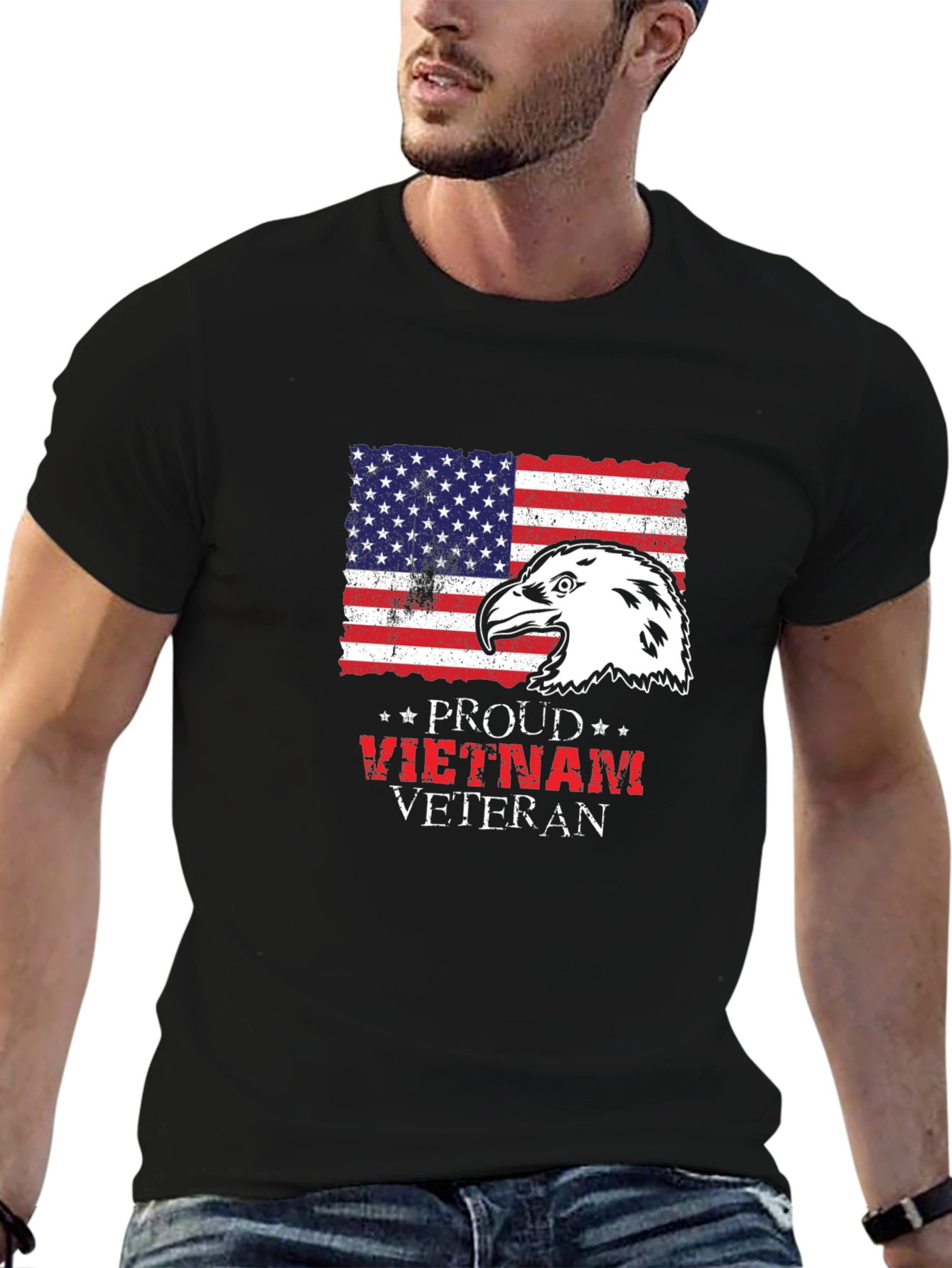Proud Vietnam Veteran Eagle Flag Graphic T-Shirt