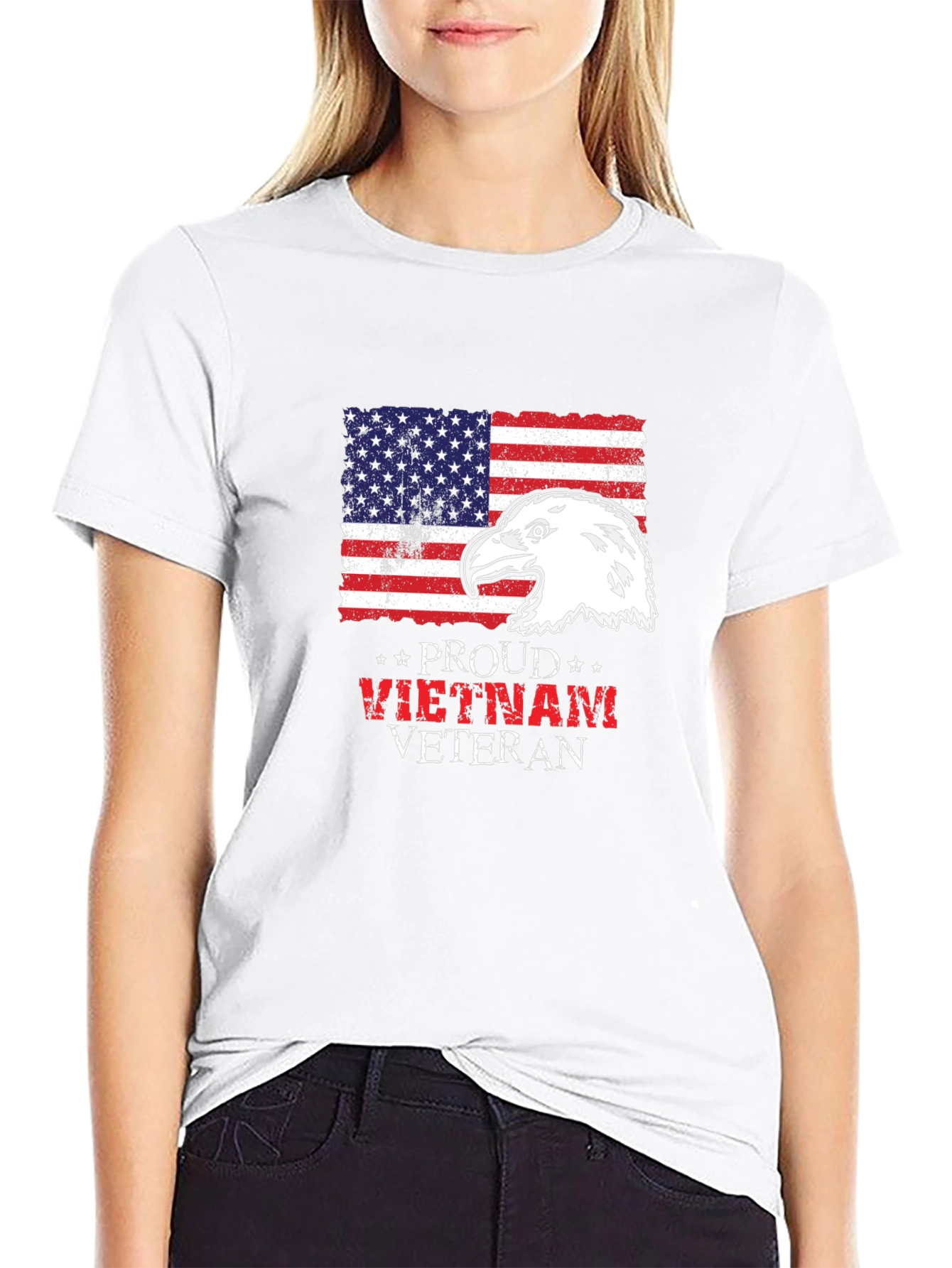 Proud Vietnam Veteran Eagle Flag Graphic T-Shirt