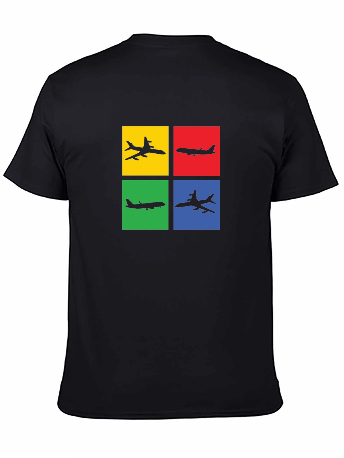 Airplane Silhouette Graphic Tee - Mens Black T-Shirt