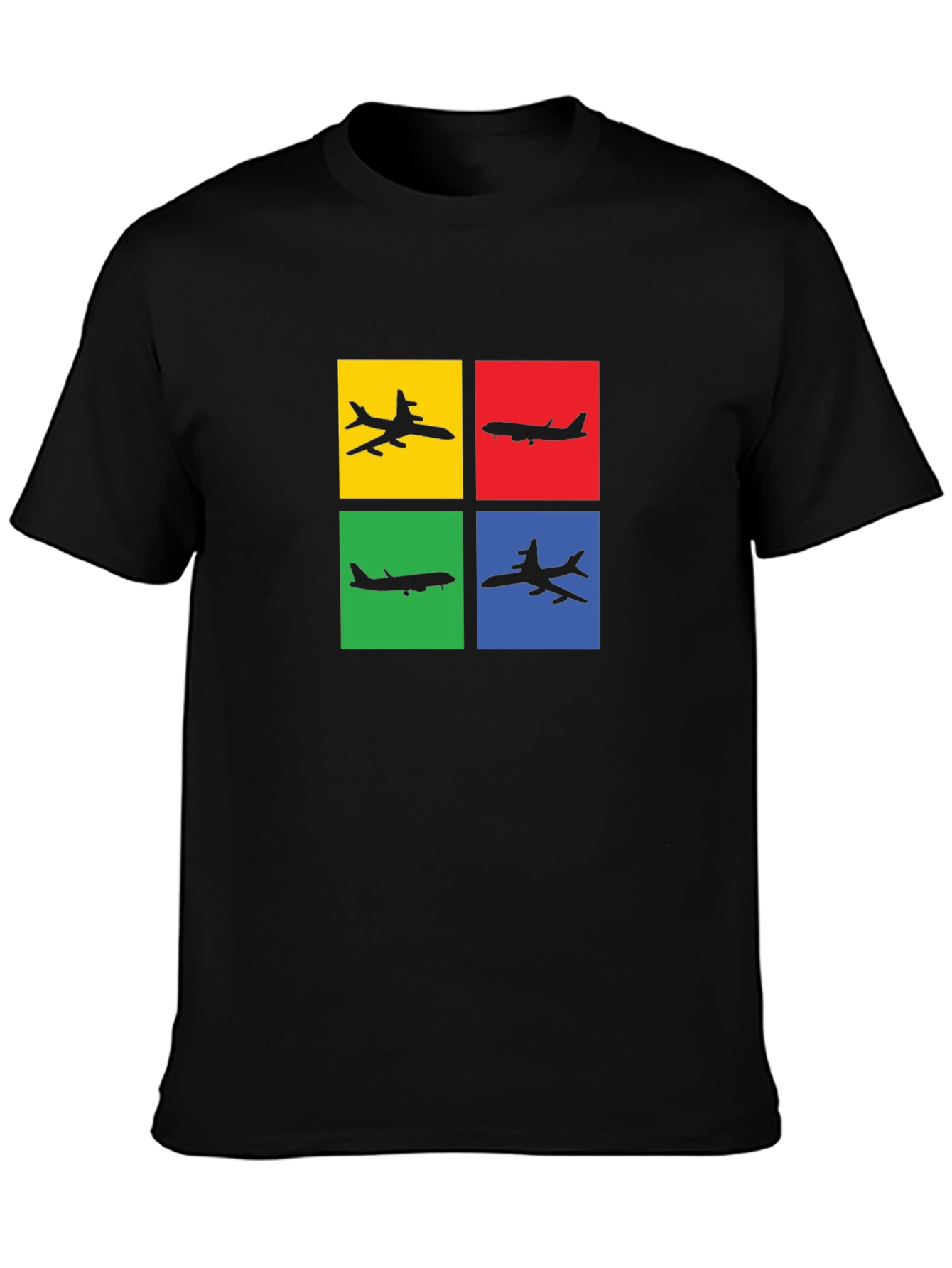 Airplane Silhouette Graphic Tee - Mens Black T-Shirt